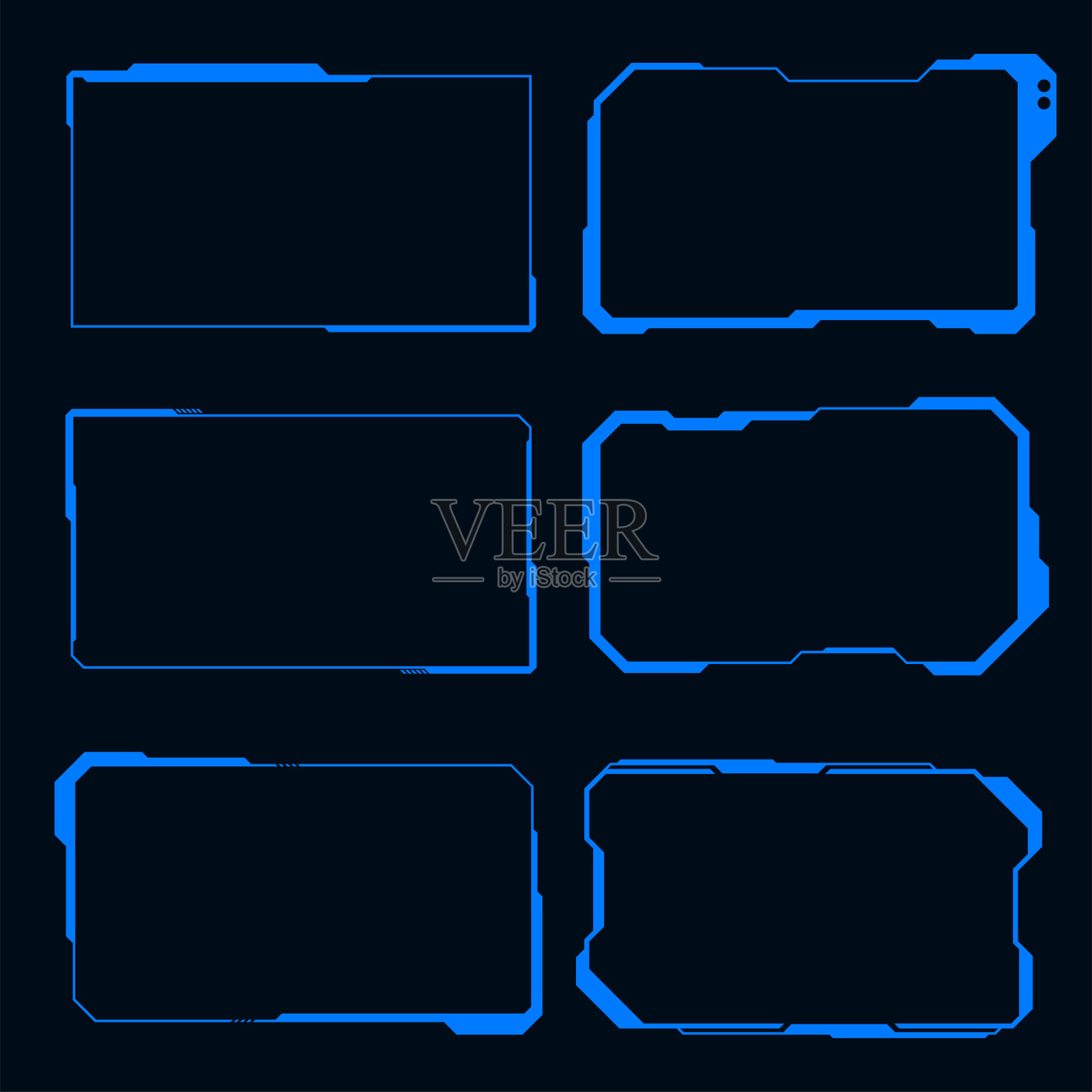 矢量HUD未来设置高科技框架元素。插画图片素材