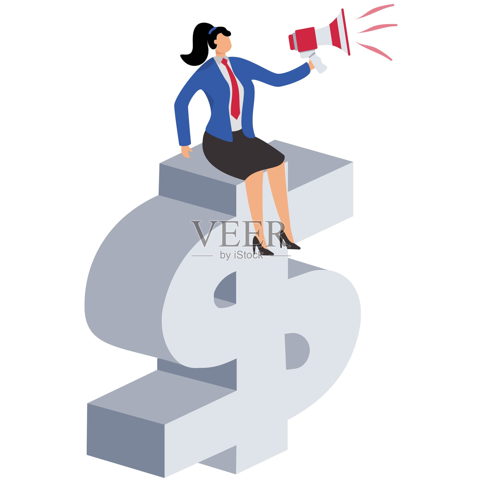 商业概念插图，美元扩音器，货币，演说家插画图片素材