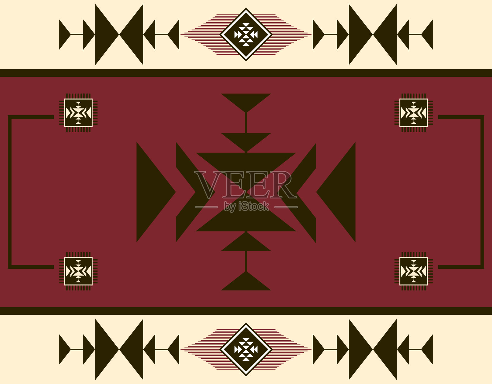 纳瓦霍图案织物设计概念颜色红黑橙插画图片素材