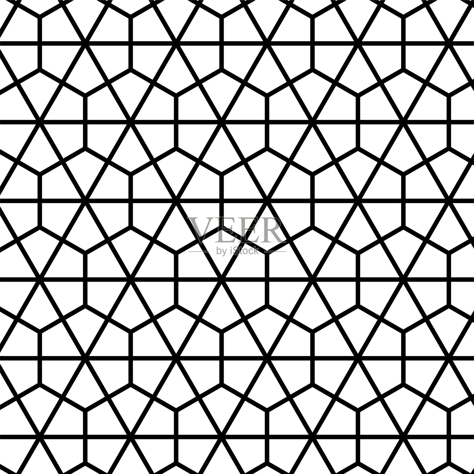 摘要。黑白六边形几何背景图案无缝。向量。插画图片素材