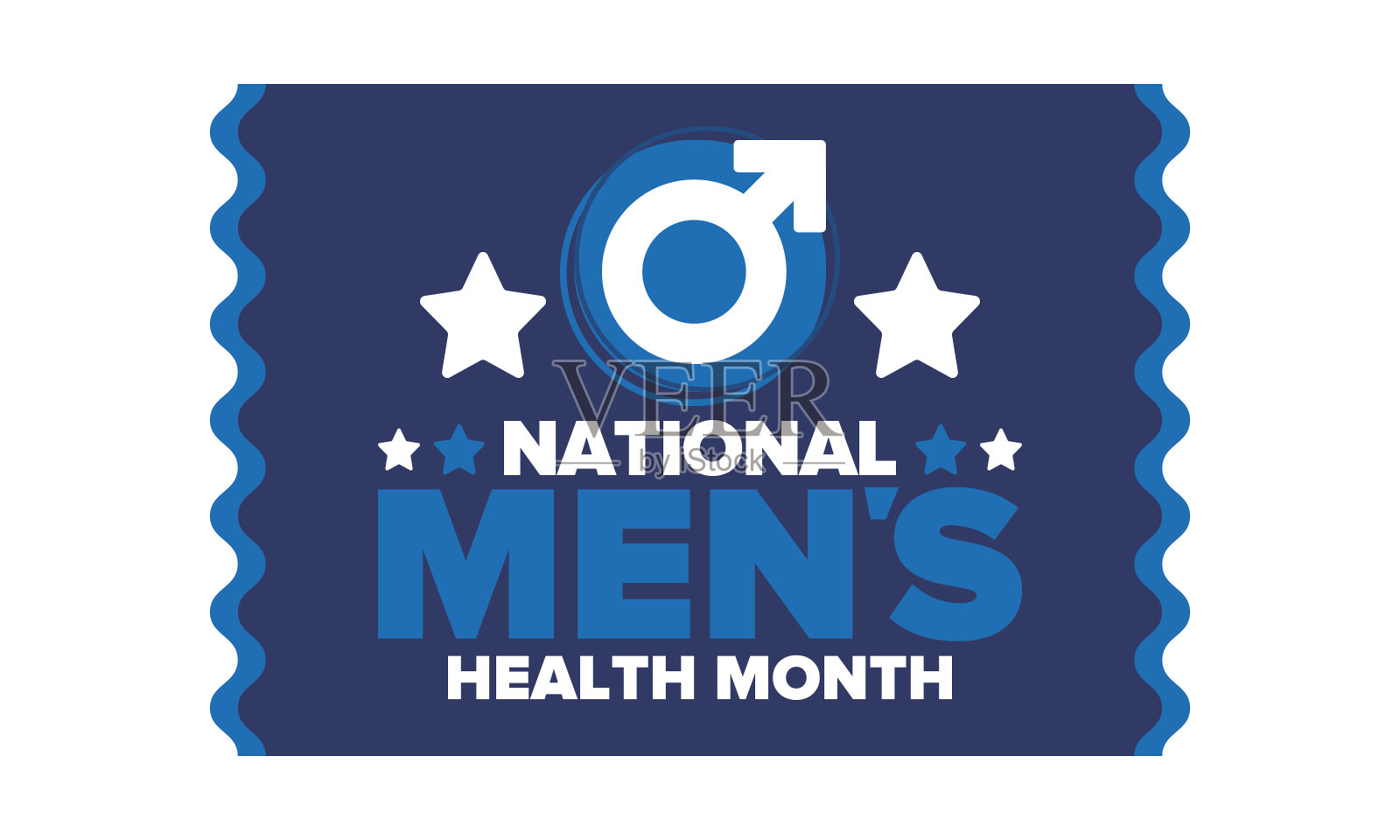 6月为全国男性健康月。健康教育项目。这是美国一年一度的节日。医学概念。护理和健康。海报、卡片、横幅和背景。矢量图插画图片素材