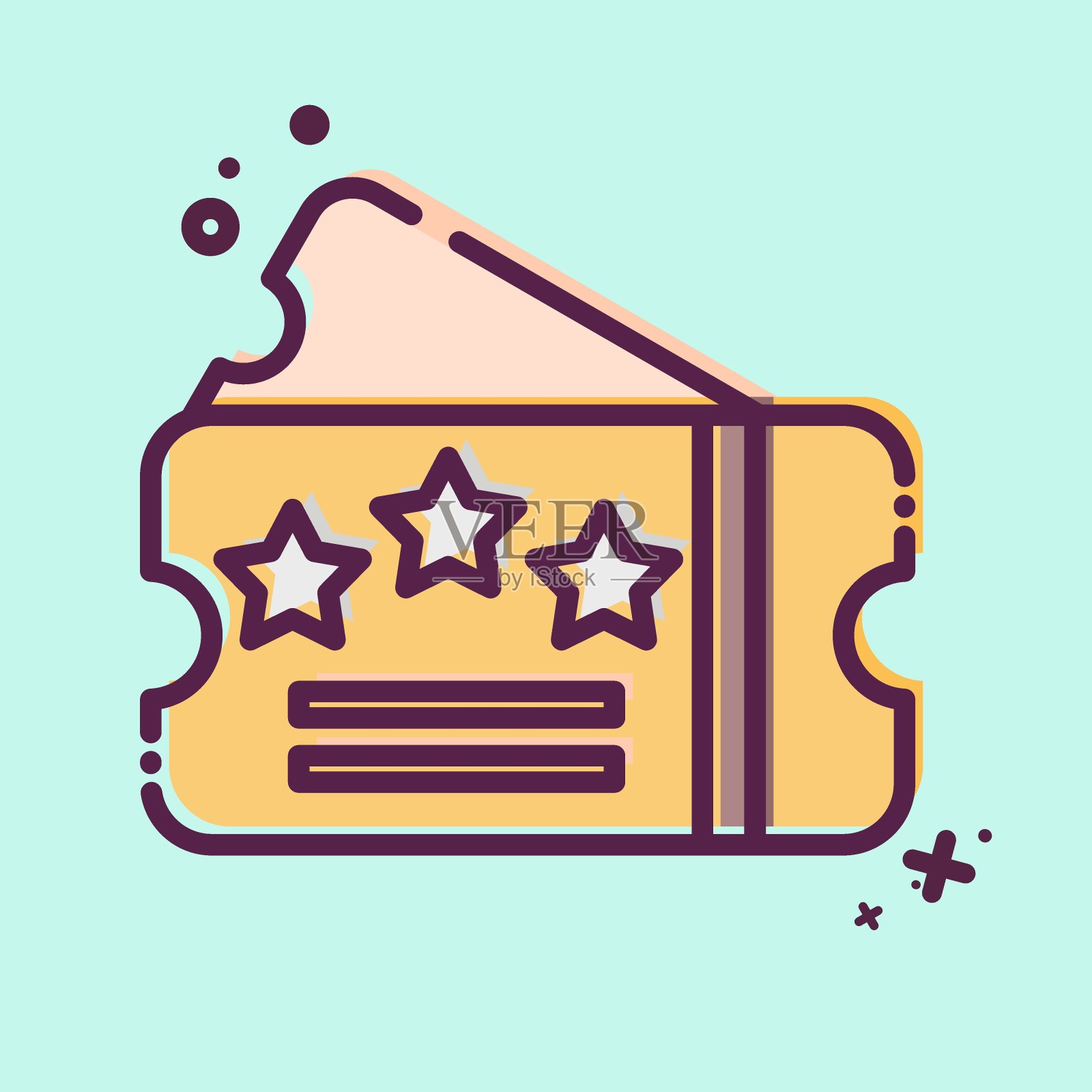 图标的票。与娱乐有关的符号。MBE风格。简单的设计说明插画图片素材