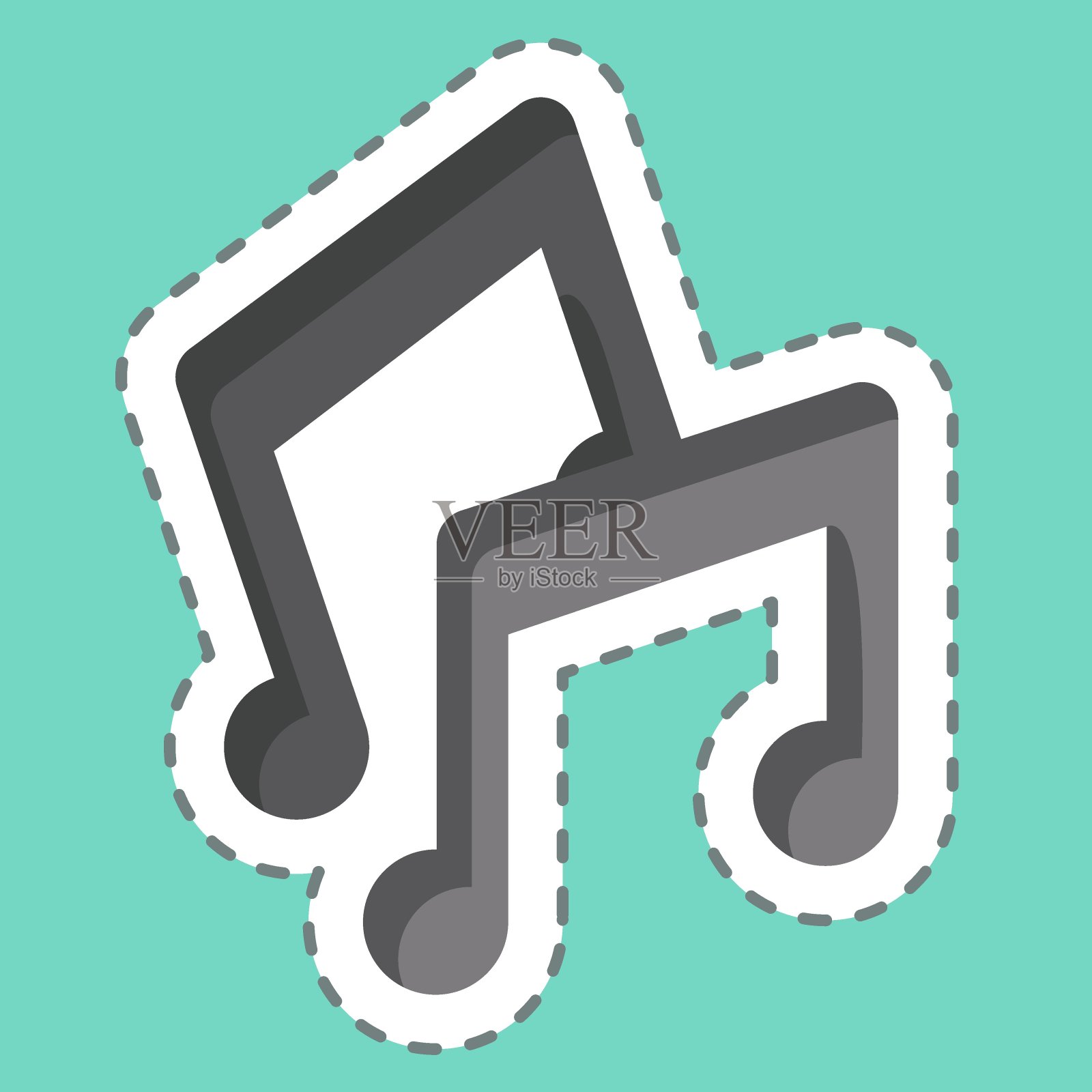 贴纸线切断音轨。与娱乐有关的符号。简单的设计说明插画图片素材