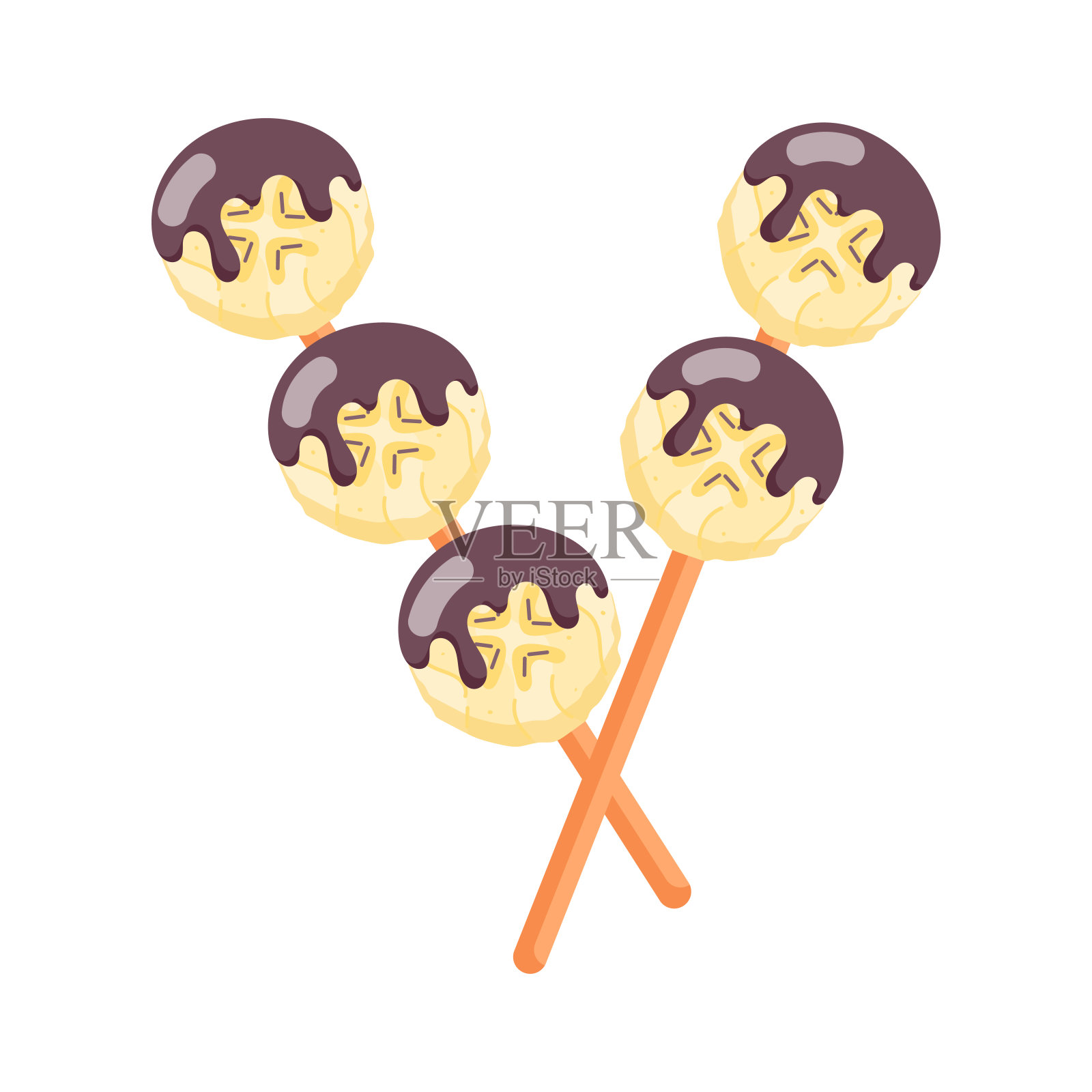 香蕉水果扁平贴纸收藏插画图片素材