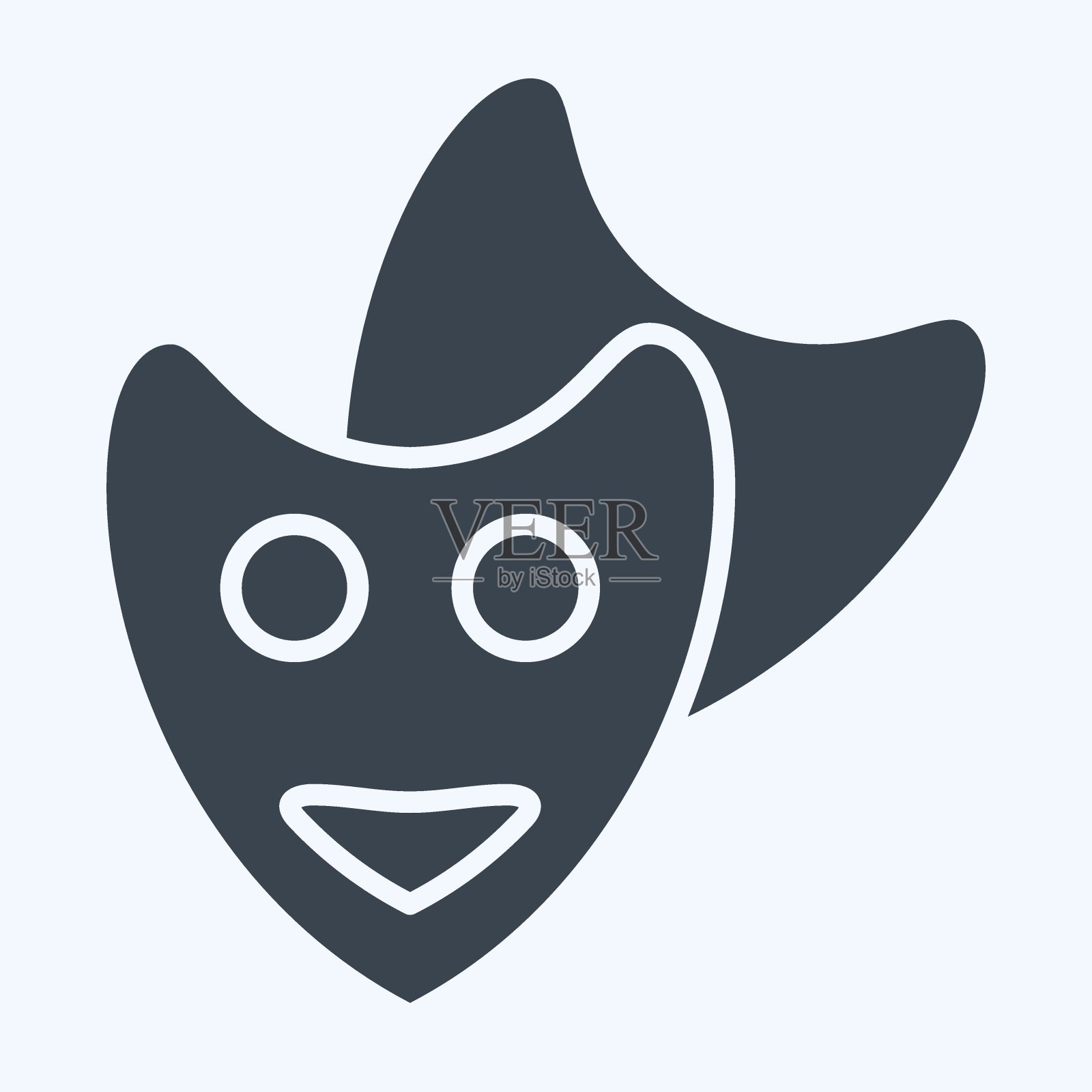 Icon剧院面具。与娱乐有关的符号。字形风格。简单的设计说明插画图片素材