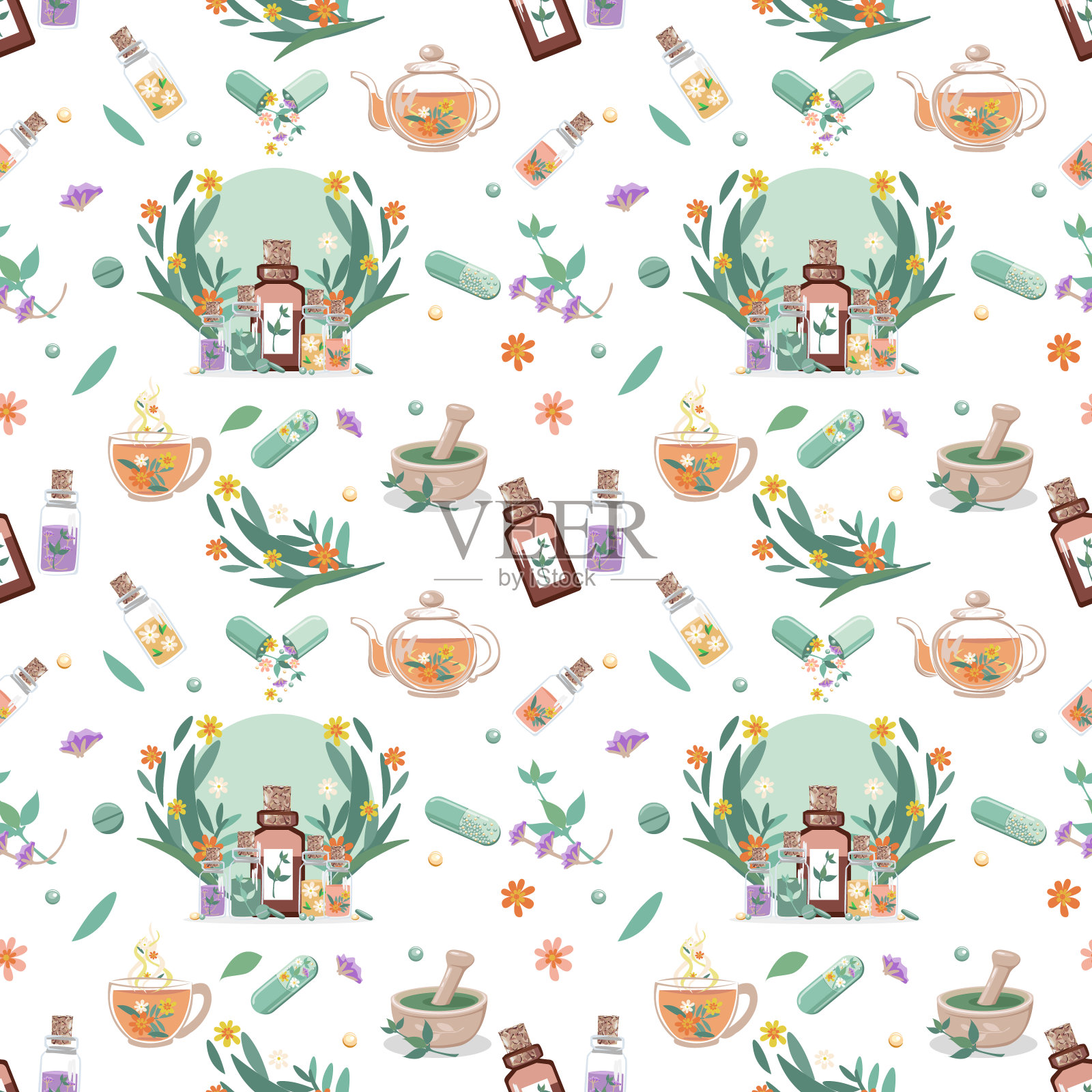 替代医学无缝衔接插画图片素材