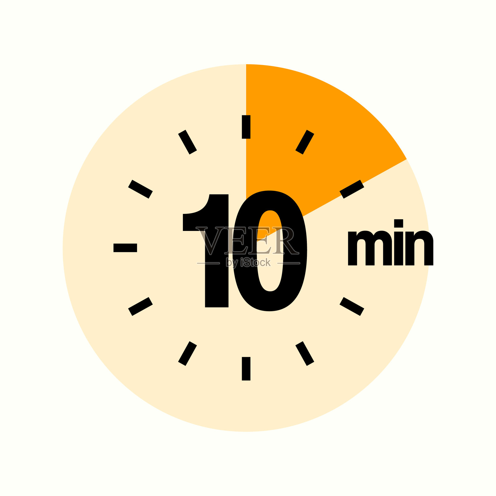 圆形10分钟计时器图标的橙色，现代简约的表盘插画图片素材