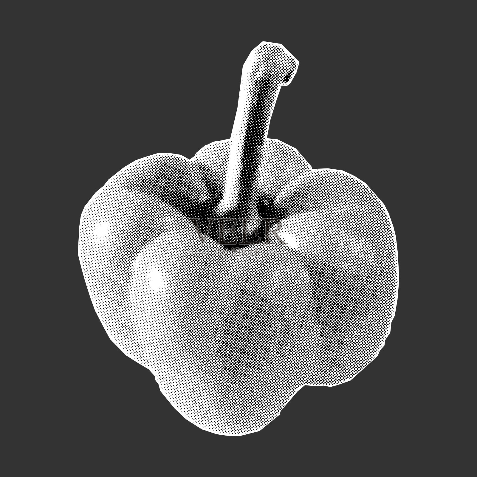 半色调拼贴横幅，胡椒插画图片素材