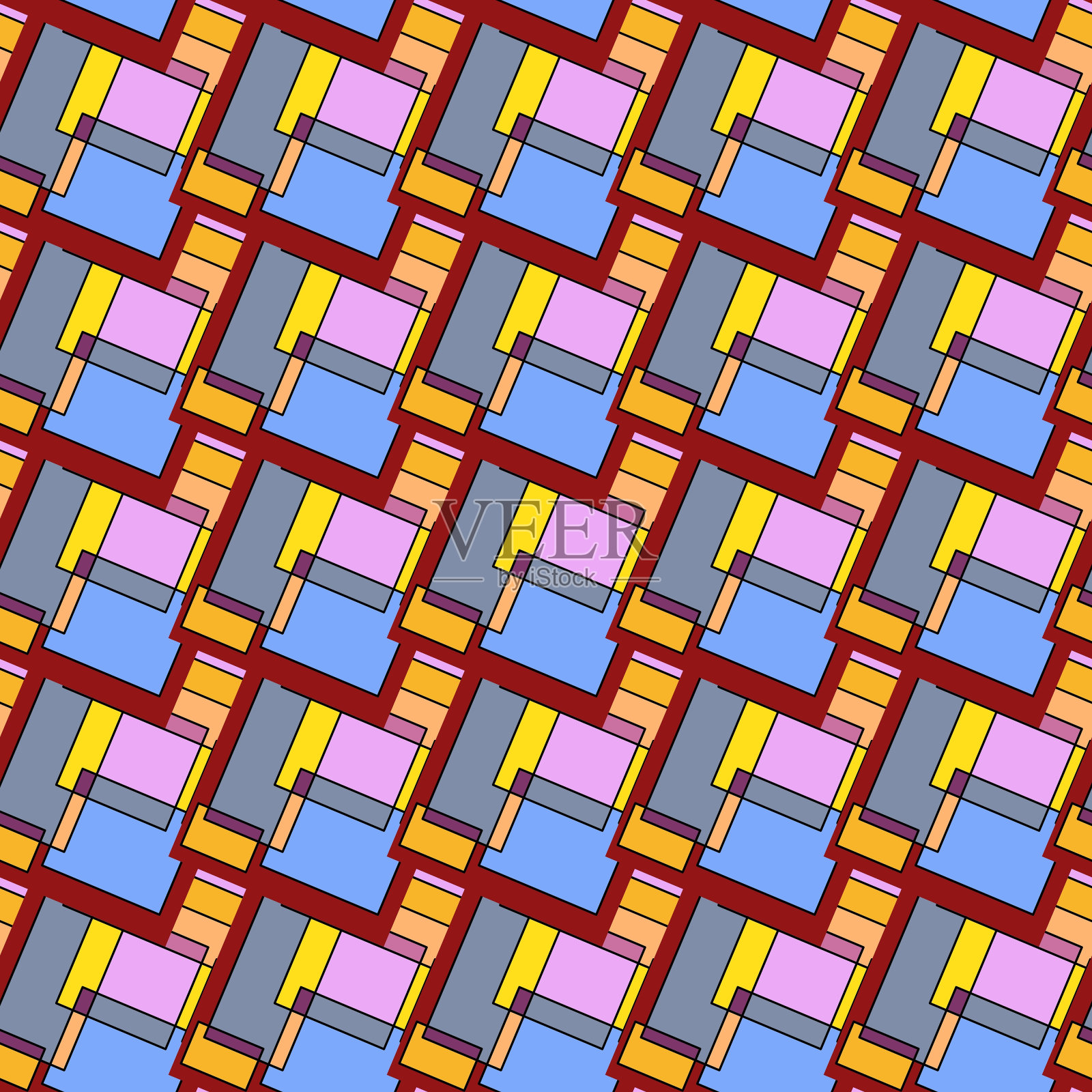 抽象几何彩色无缝图案的背景。插画图片素材