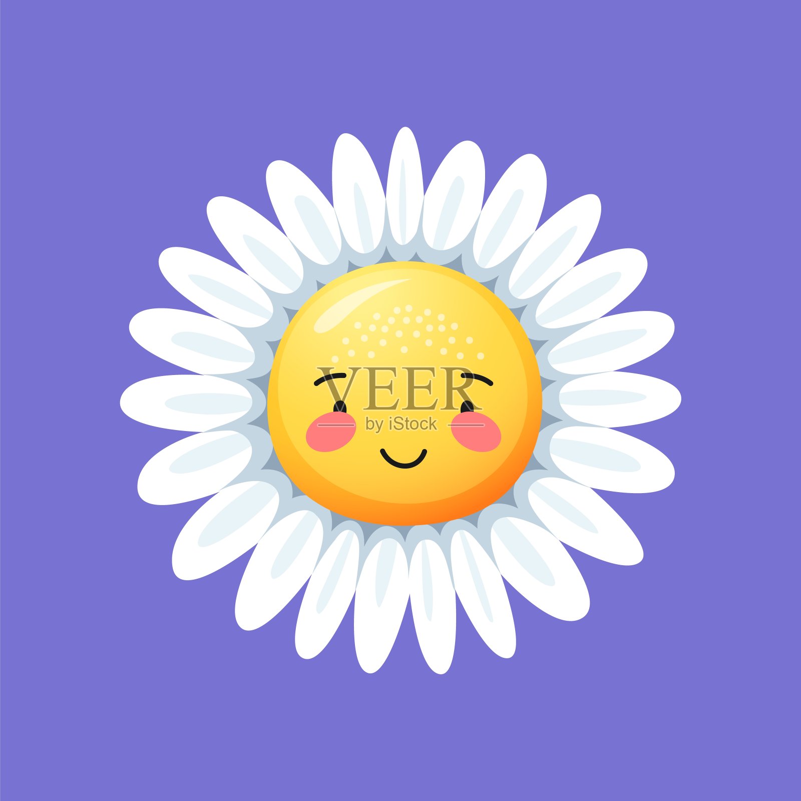 甘菊微笑雏菊花可爱的卡通人物插画图片素材