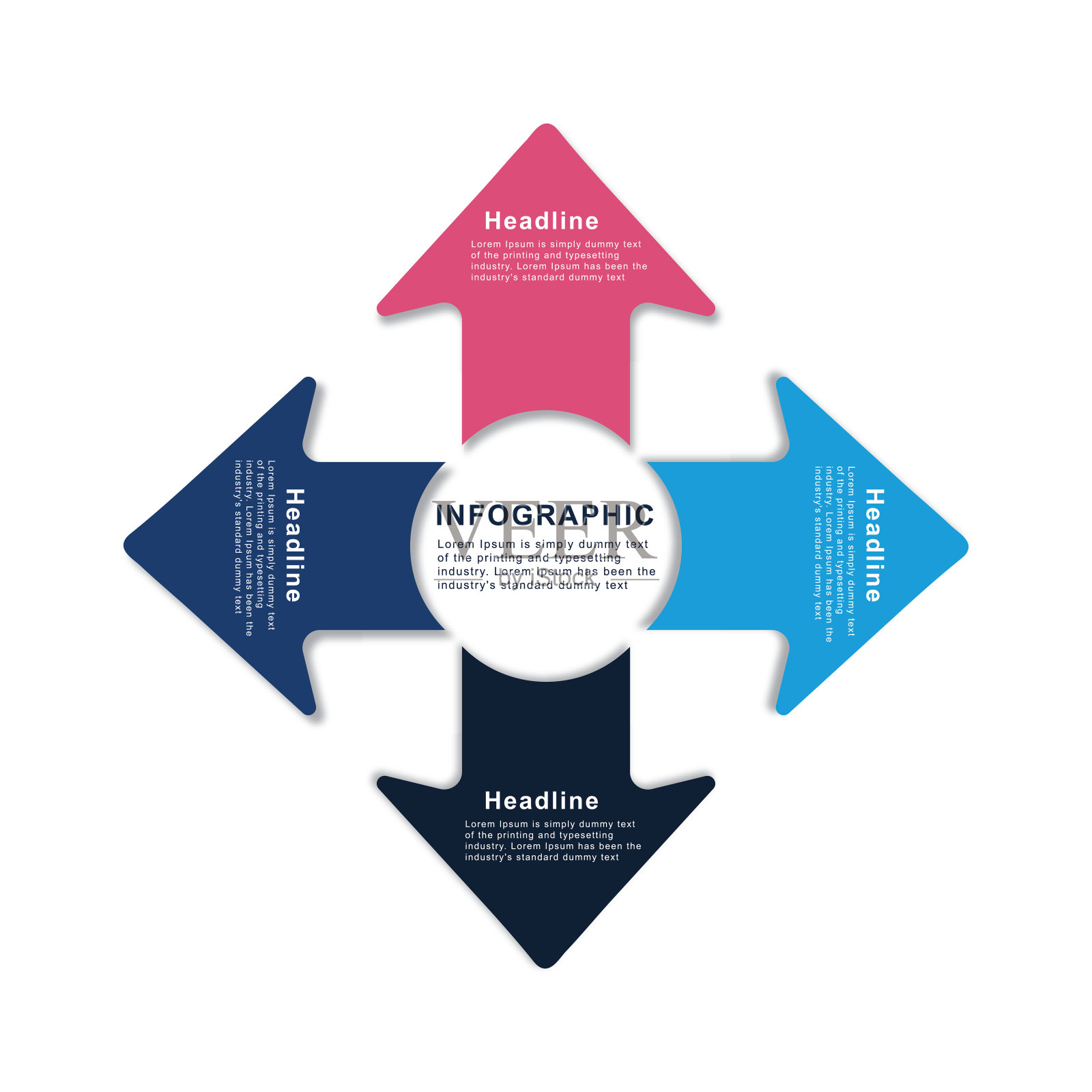 四步圆箭头信息图方案，模板，图表，图解，模块插画图片素材
