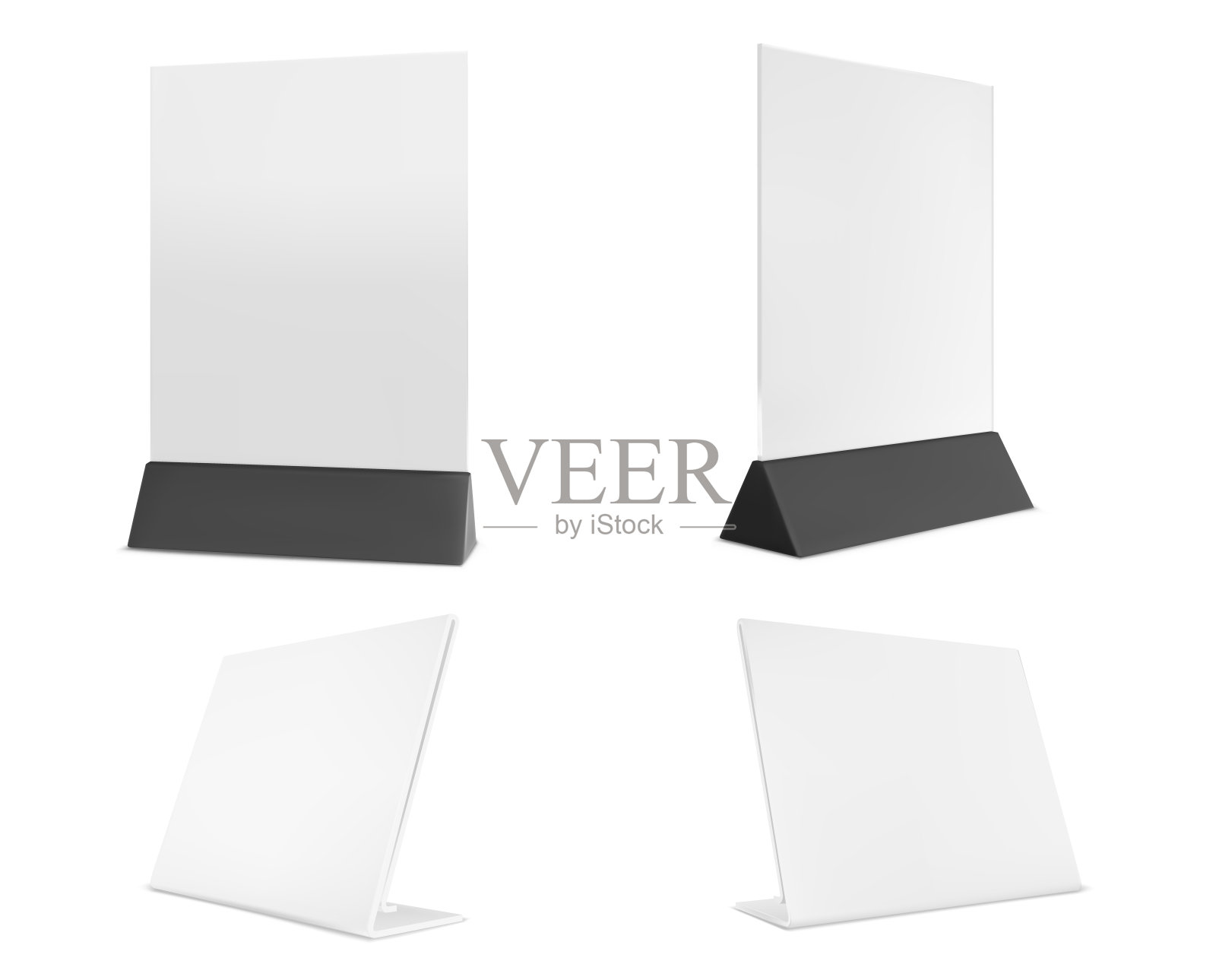 矢量桌帐篷，卡座。矢量空架显示。塑料，价格标签或餐厅菜单模型。插画图片素材