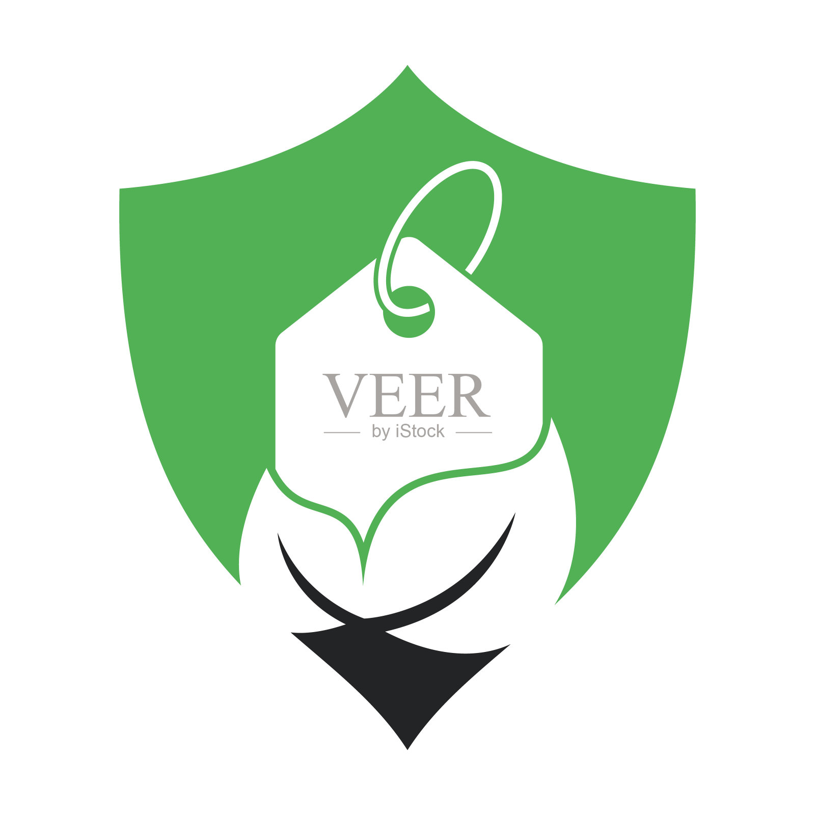 叶子价格标签标志设计矢量模板。ECO和价格标签标志插图。插画图片素材