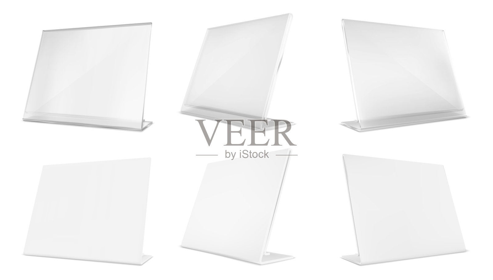 矢量桌帐篷，卡座。矢量空架显示。塑料，价格标签或餐厅菜单模型。插画图片素材