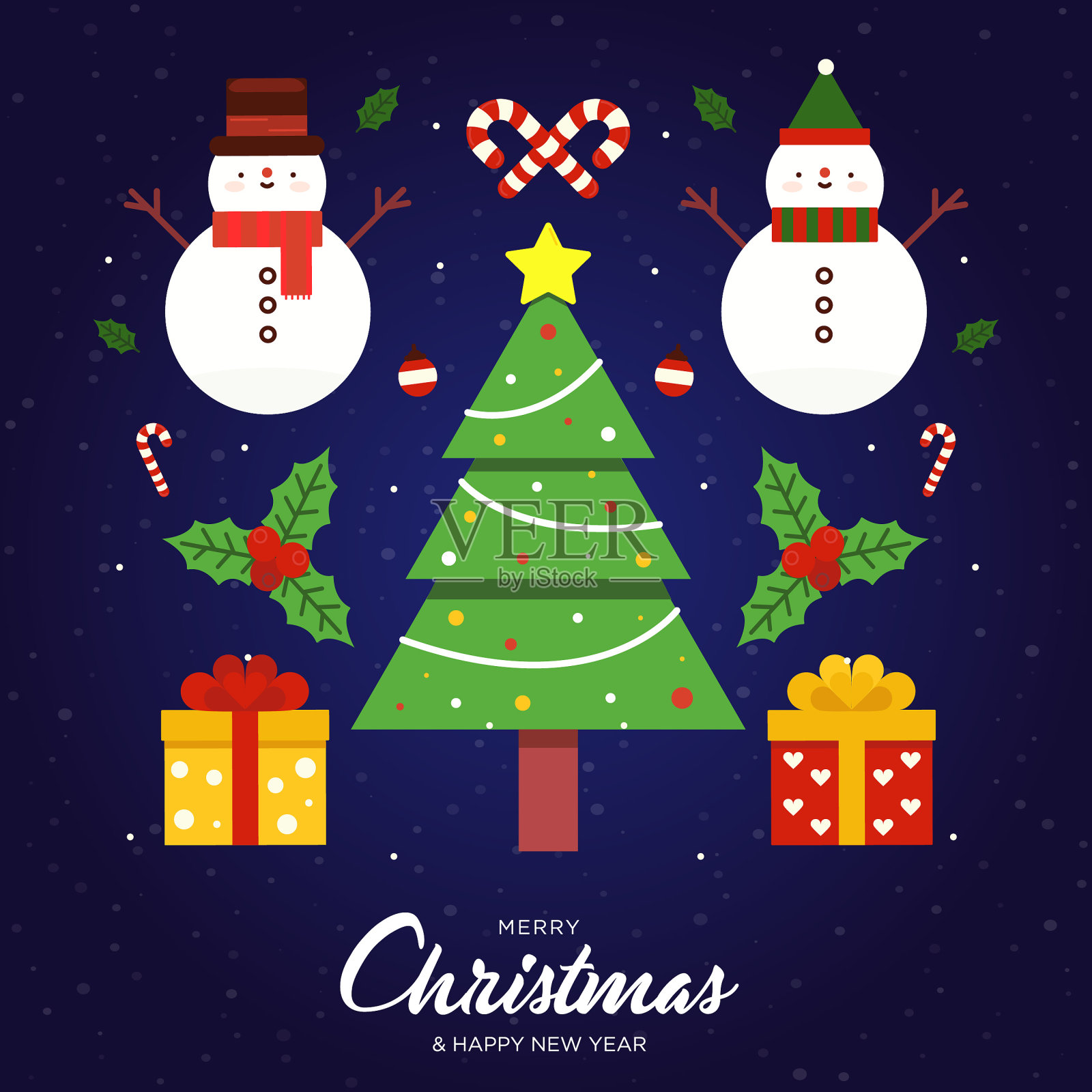 圣诞快乐闪闪发光的背景和矢量元素收集插画图片素材