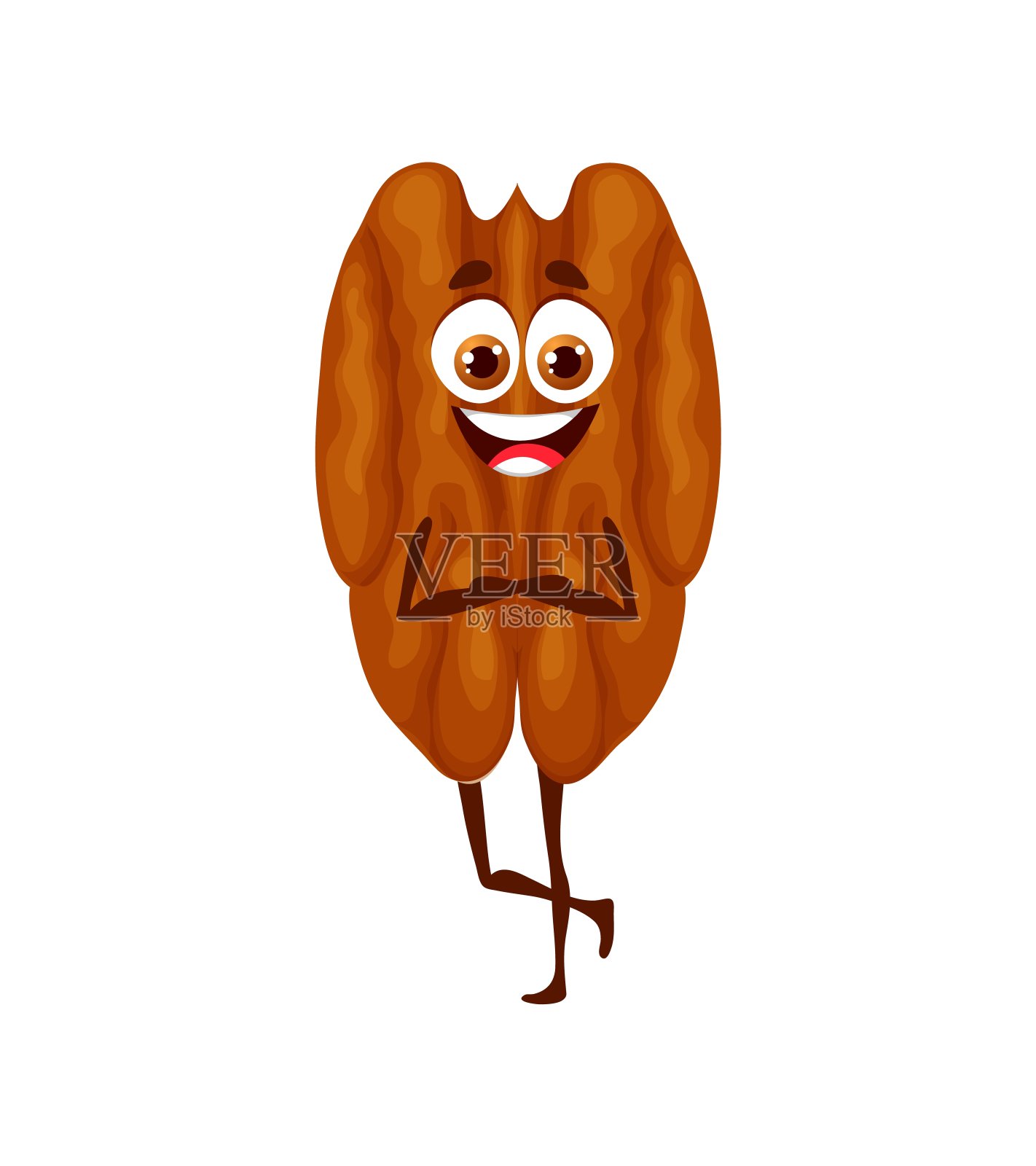 卡通核桃生酮饮食食品滑稽人物插画图片素材