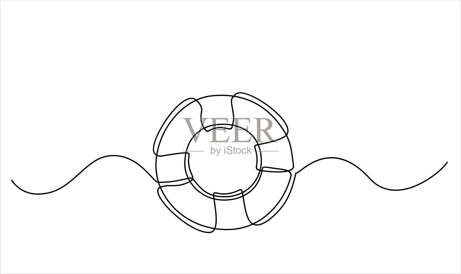 救生圈单线绘制插画图片素材