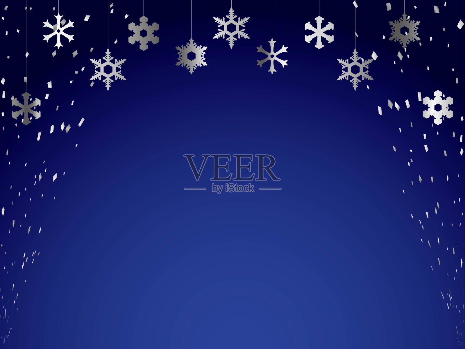 雪花装饰，五彩纸屑，银饰4插画图片素材