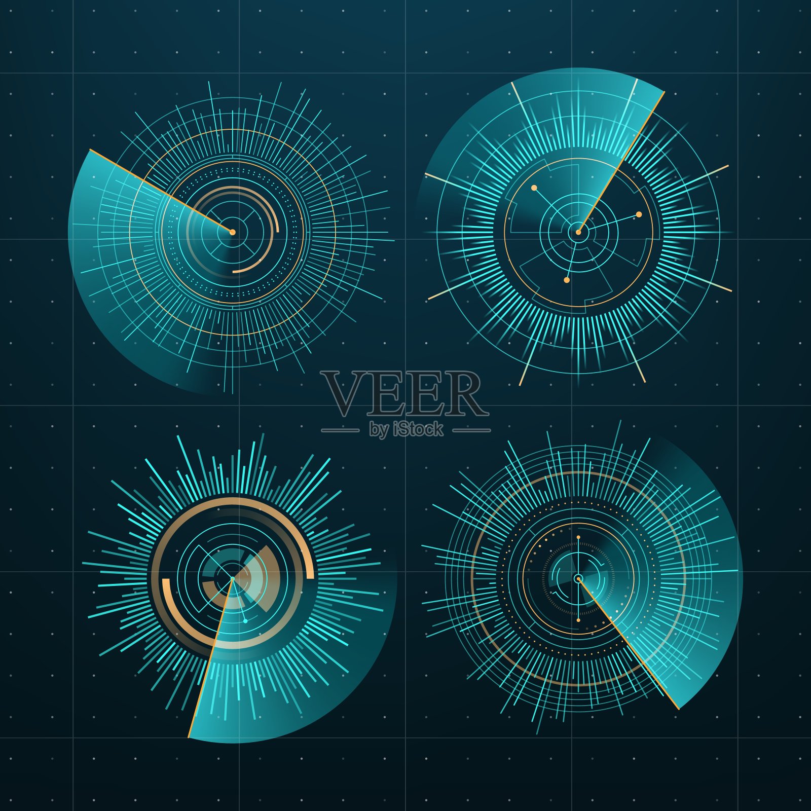 圆形未来图表，HUD界面插画图片素材