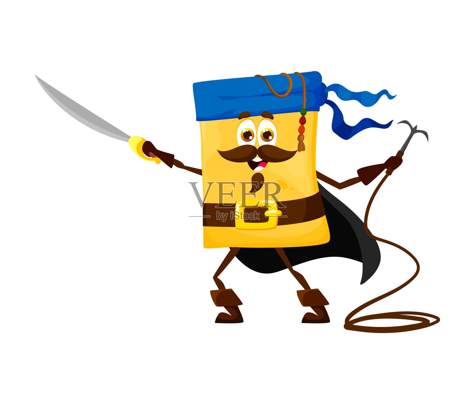 卡通意大利千层面意大利面海盗，剑，枪插画图片素材