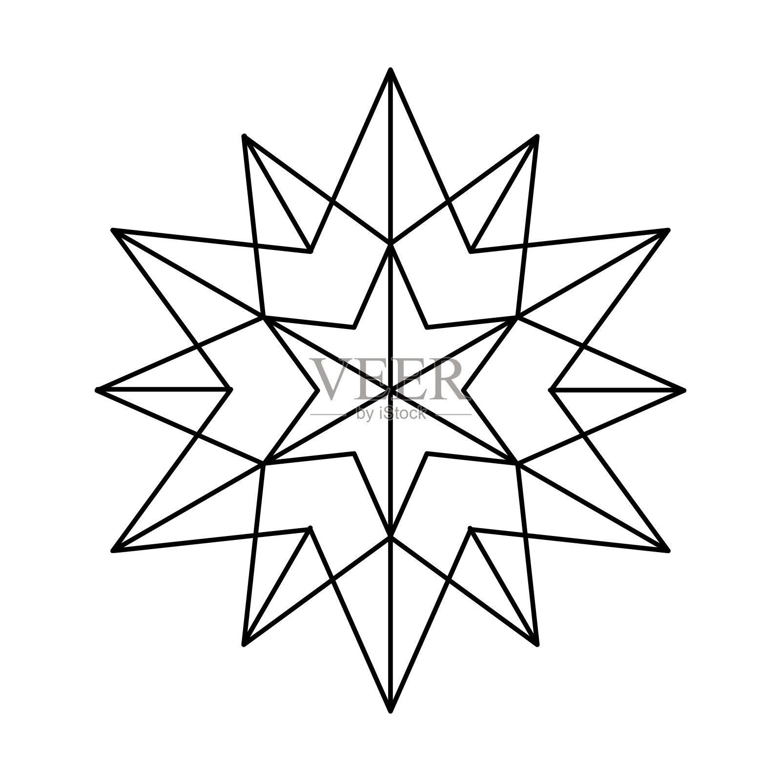 圣诞矢量雪花折纸星伯利恒孤立的白色背景。几何线雪图标。圣诞设计元素的横幅，贺卡插画图片素材