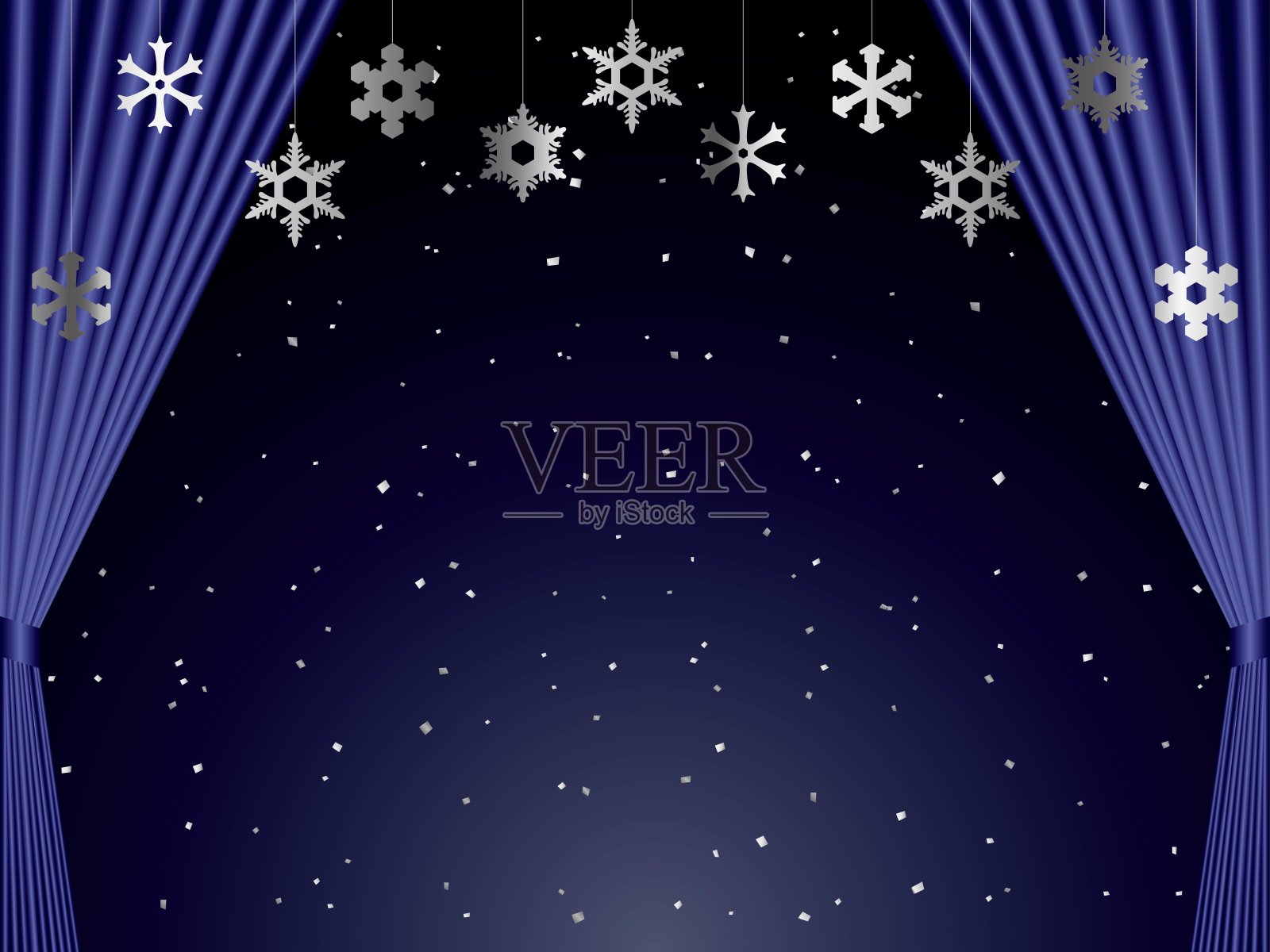 雪花装饰窗帘2-3个插画图片素材