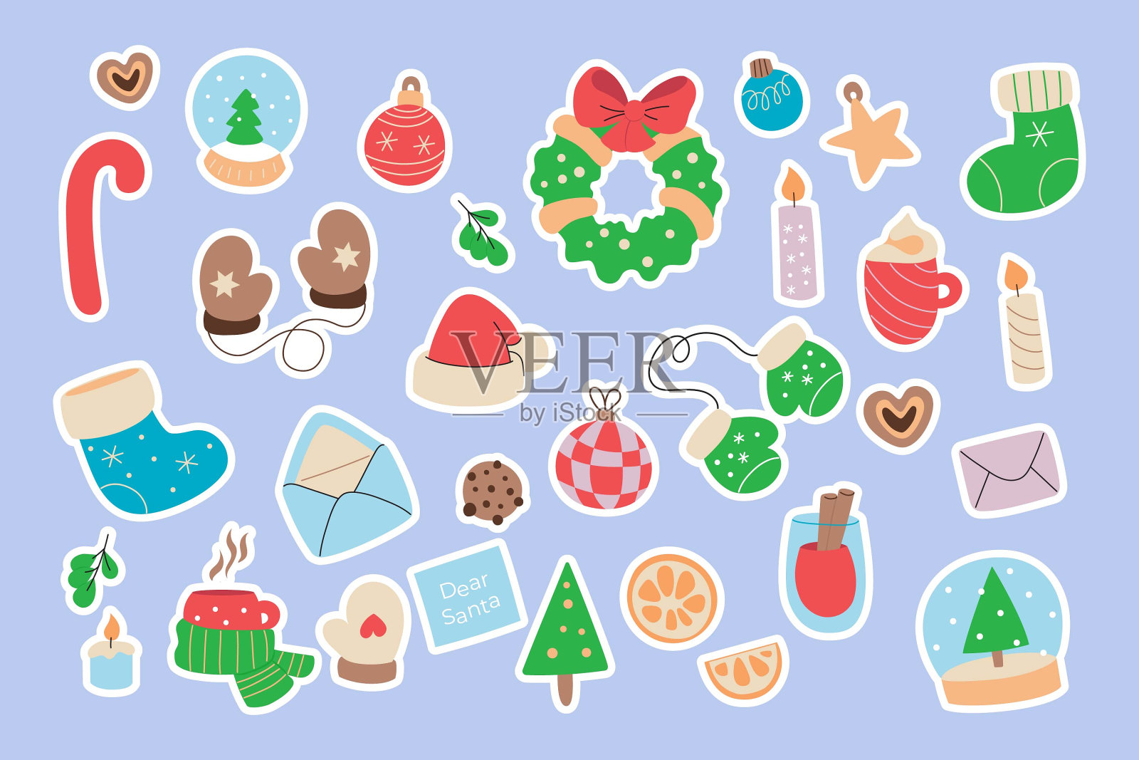 卡通手绘元素贴纸包。插画图片素材