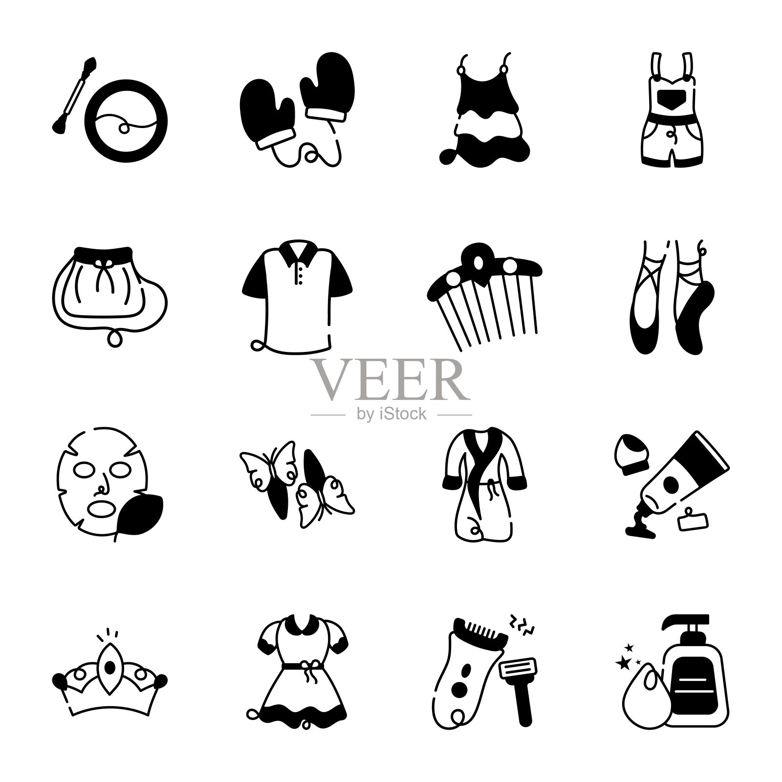 包时尚和自我护理字形图标插画图片素材