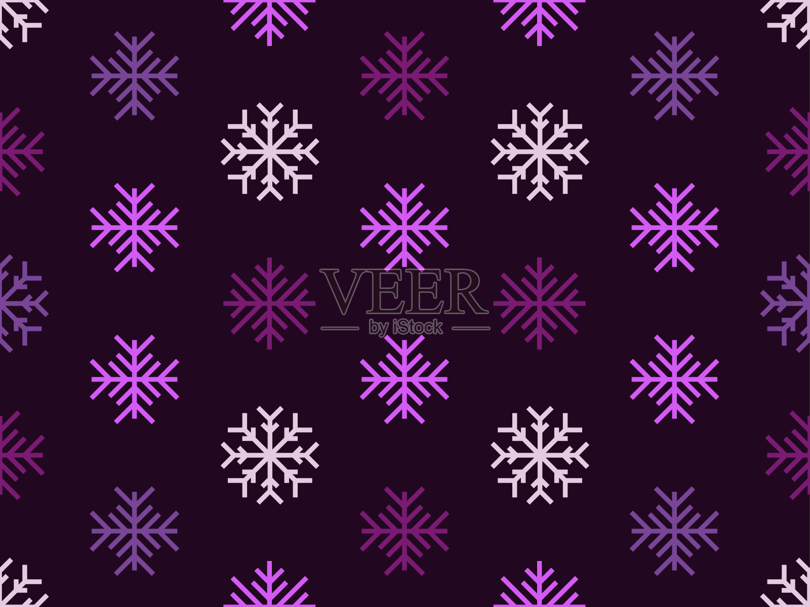 冬天的雪花图案无缝。圣诞和新年的背景与几何雪花的不同形状。设计墙纸，横幅和海报。矢量图插画图片素材