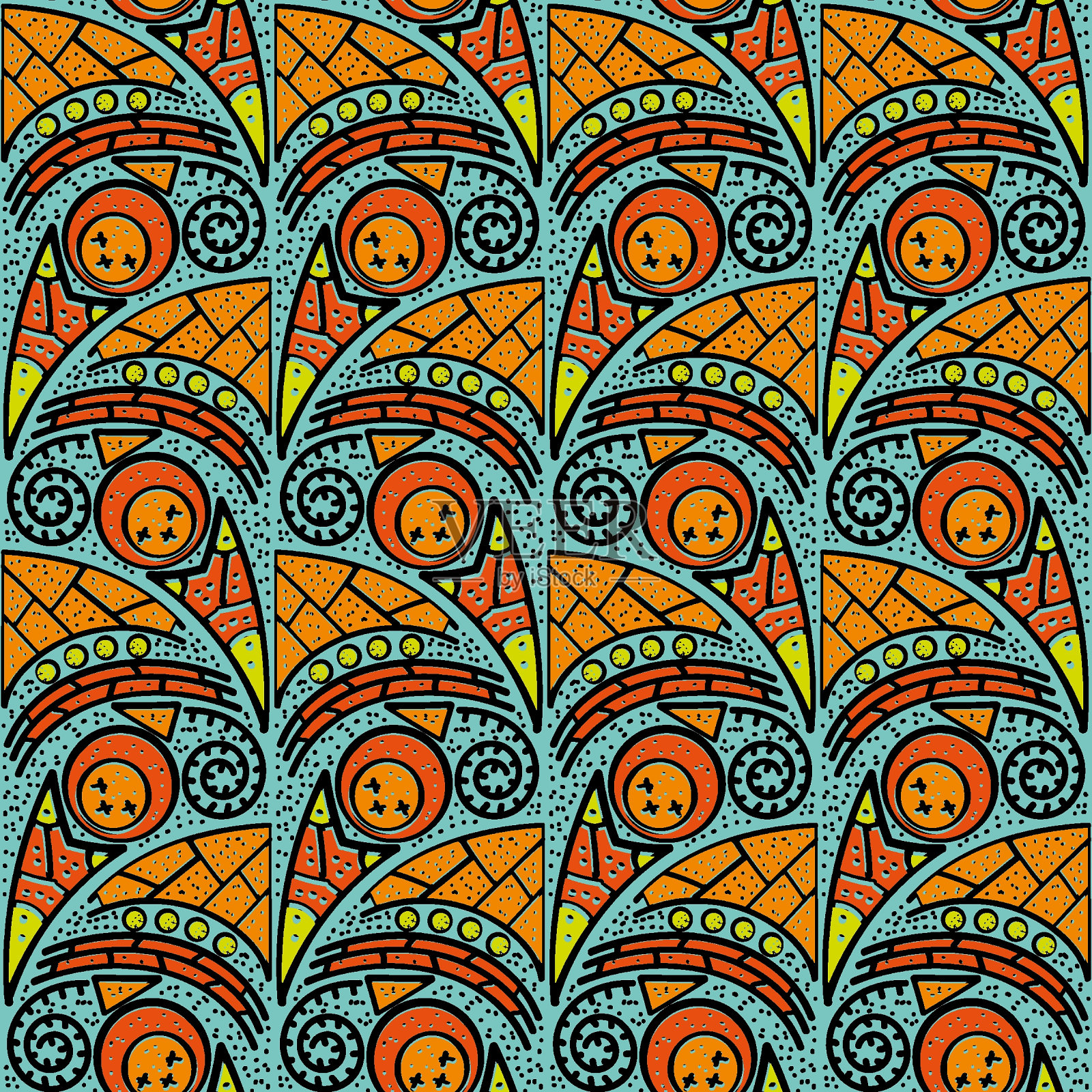 抽象元素的无缝多色图案插画图片素材