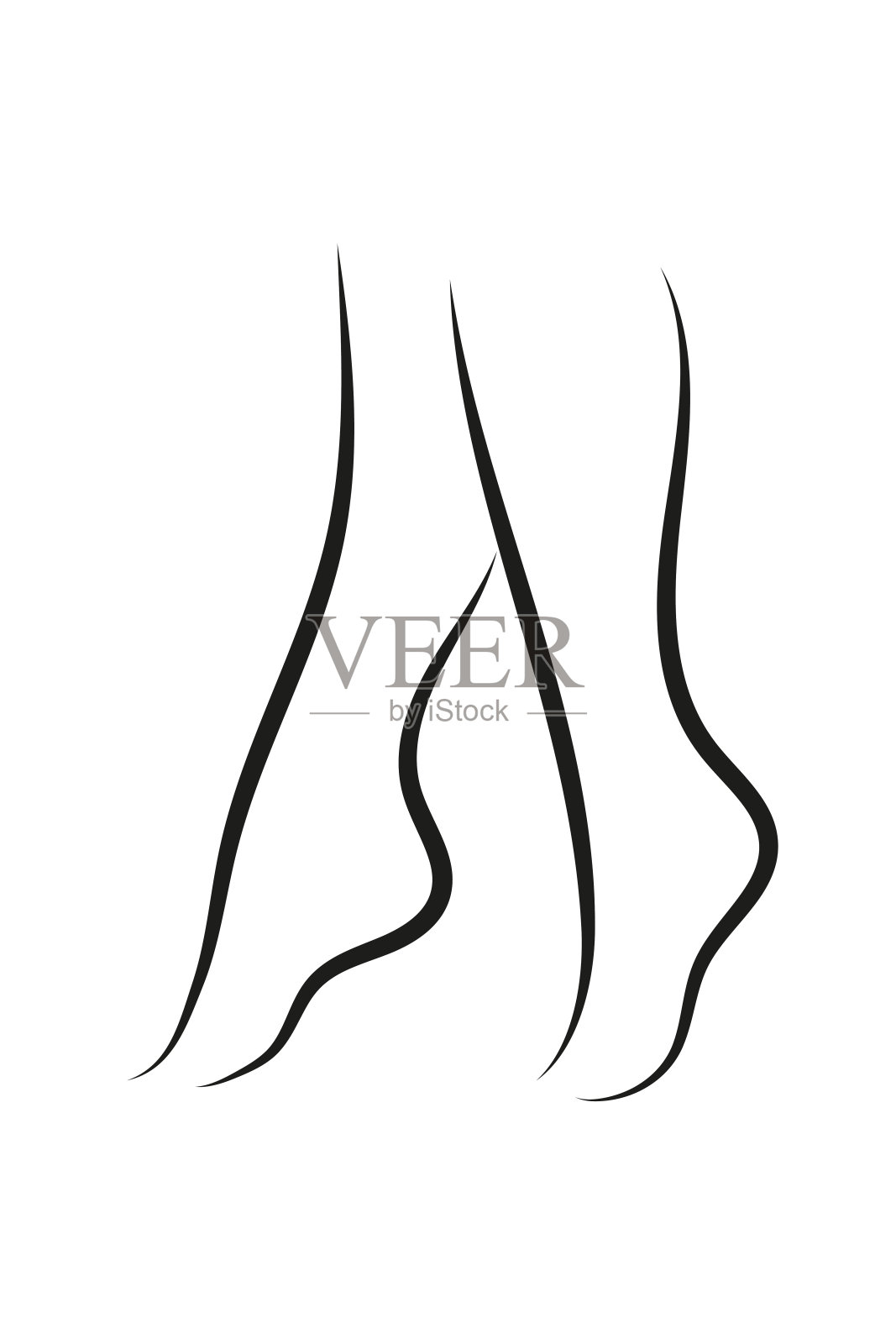 优雅的轮廓在极简风格的女人的腿。用于名片、广告、印刷。向量。孤立在白色背景上。插画图片素材