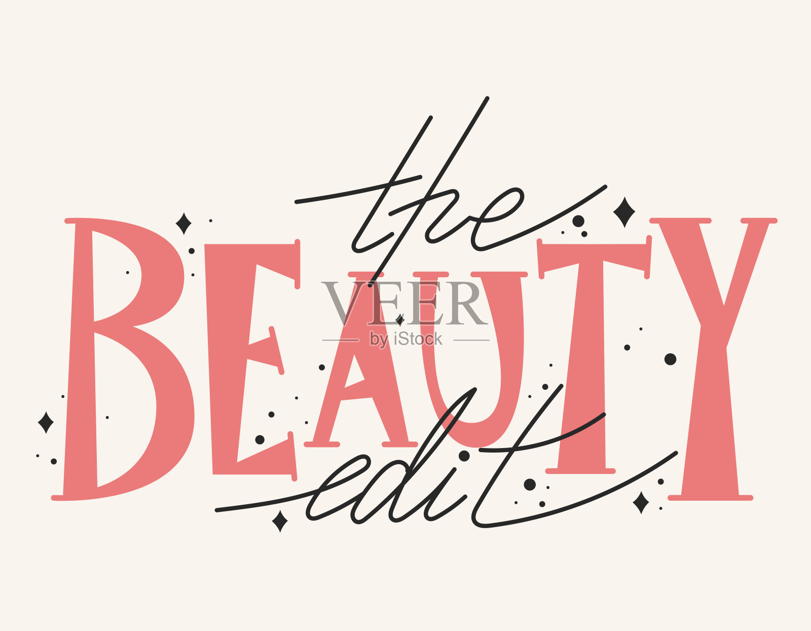 时尚矢量隔离的手写文字的美丽编辑插画图片素材