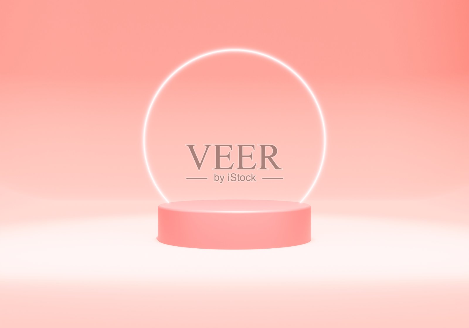 3d白色霓虹灯平台粉红色与背景粉红色场景传单，展示产品，和化妆品广告。三维插图渲染照片摄影图片