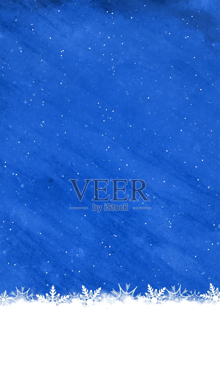 圣诞节或新年节日的垂直背景在深皇家蓝色与白色褶边的雪花在底部边界和闪闪发光插画图片素材