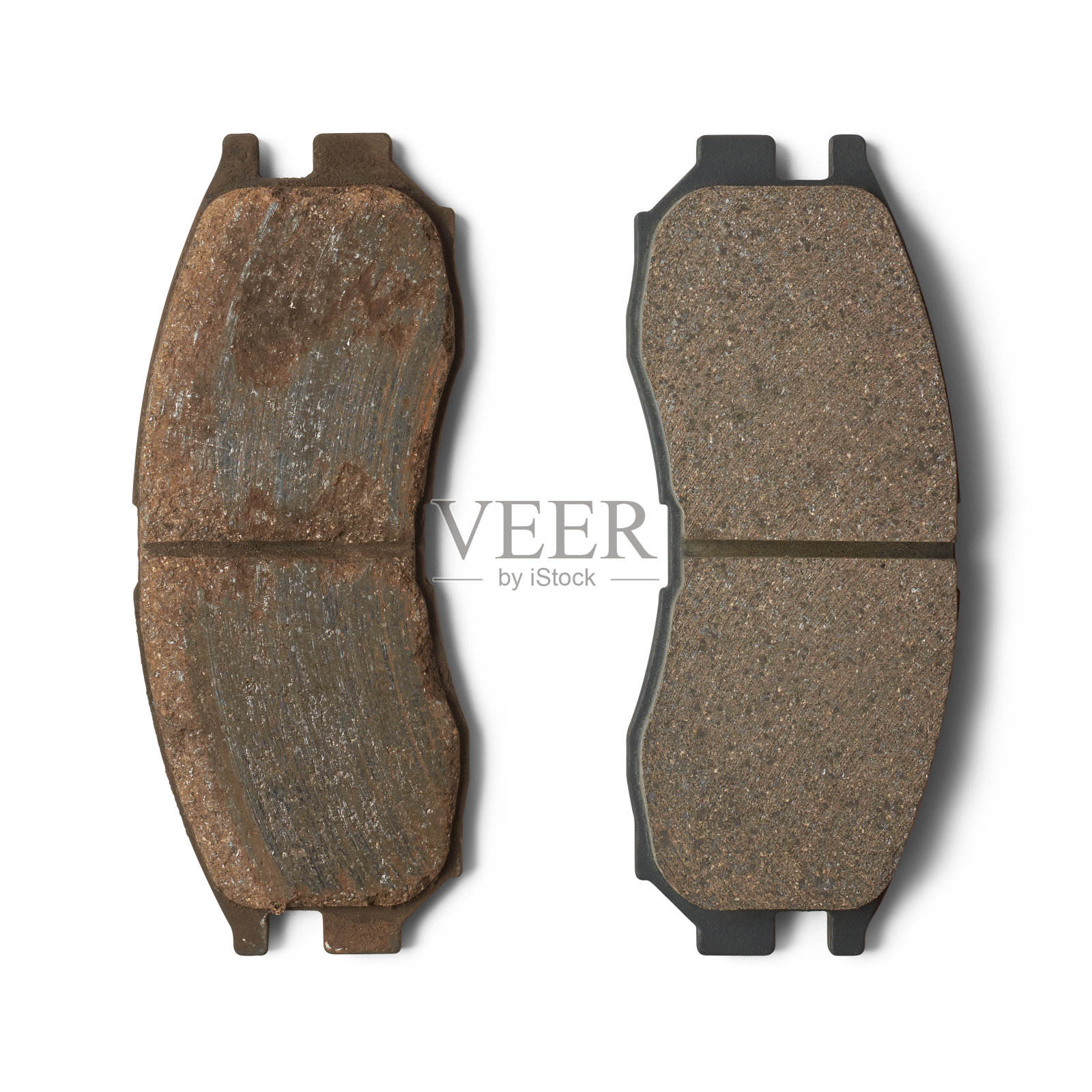 汽车盘式刹车片，新旧隔离照片摄影图片