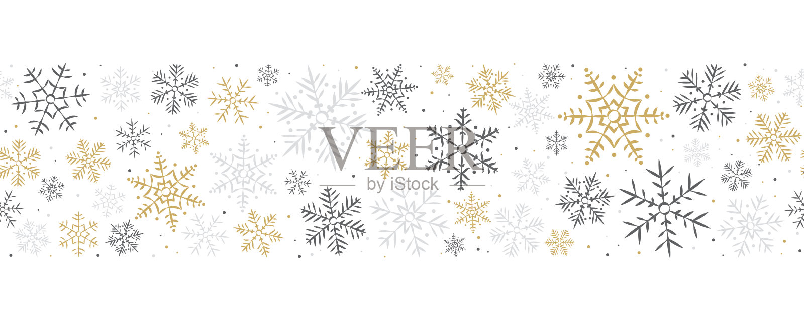 圣诞无缝边框雪花插画图片素材