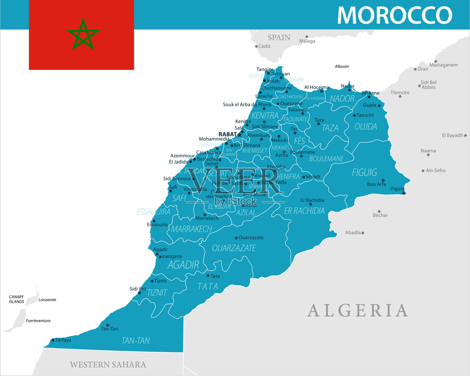 地图的摩洛哥-矢量插图插画图片素材