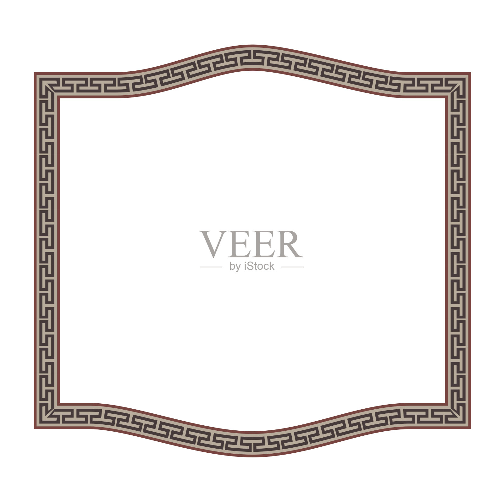 希腊键方古框方形横形古希腊键图案希腊曲流图案仿古复古复古曲流老式设计画框艺术和工艺边框元素装饰孤立的背景插画图片素材