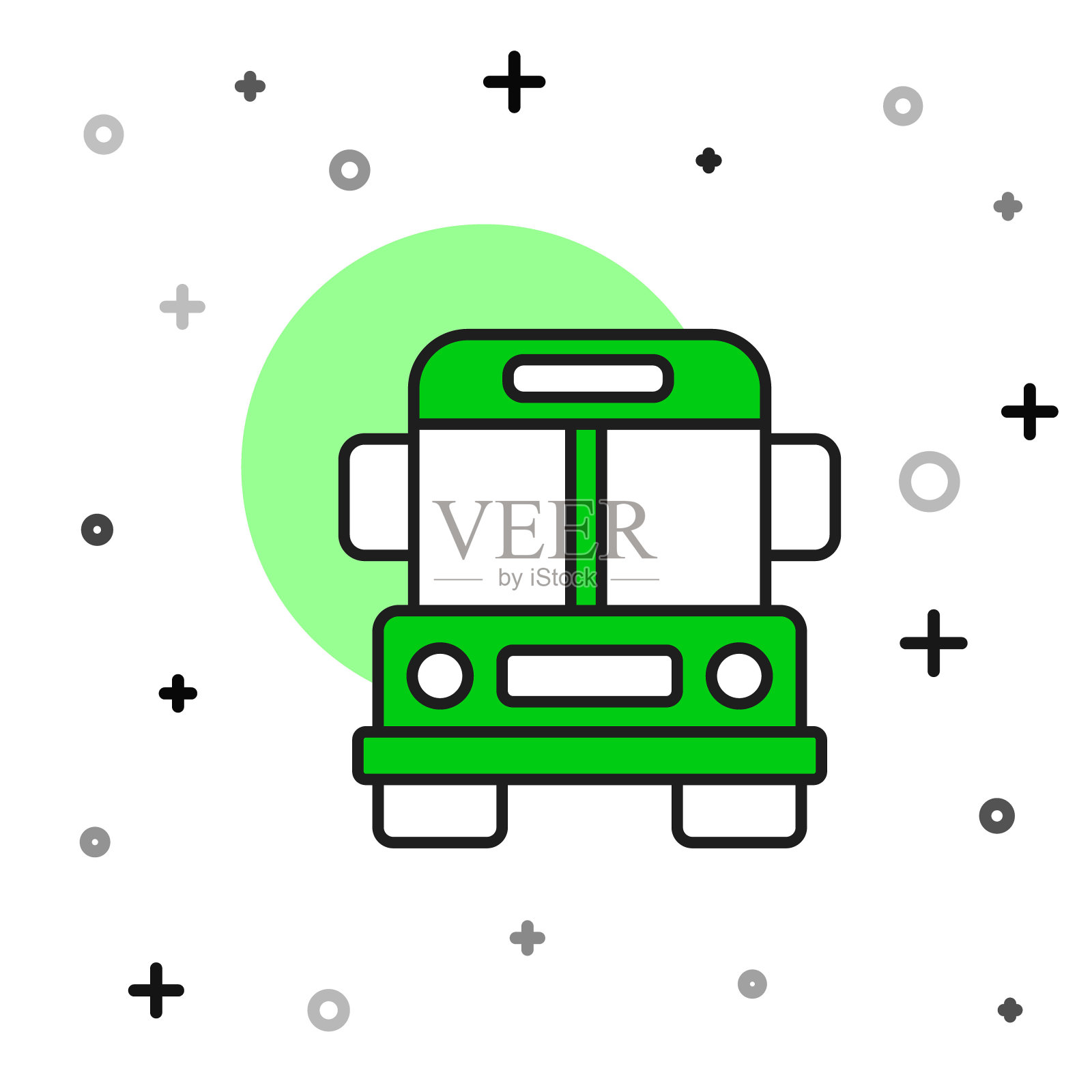 填充轮廓校车图标孤立的白色背景。公共交通标志。向量插画图片素材