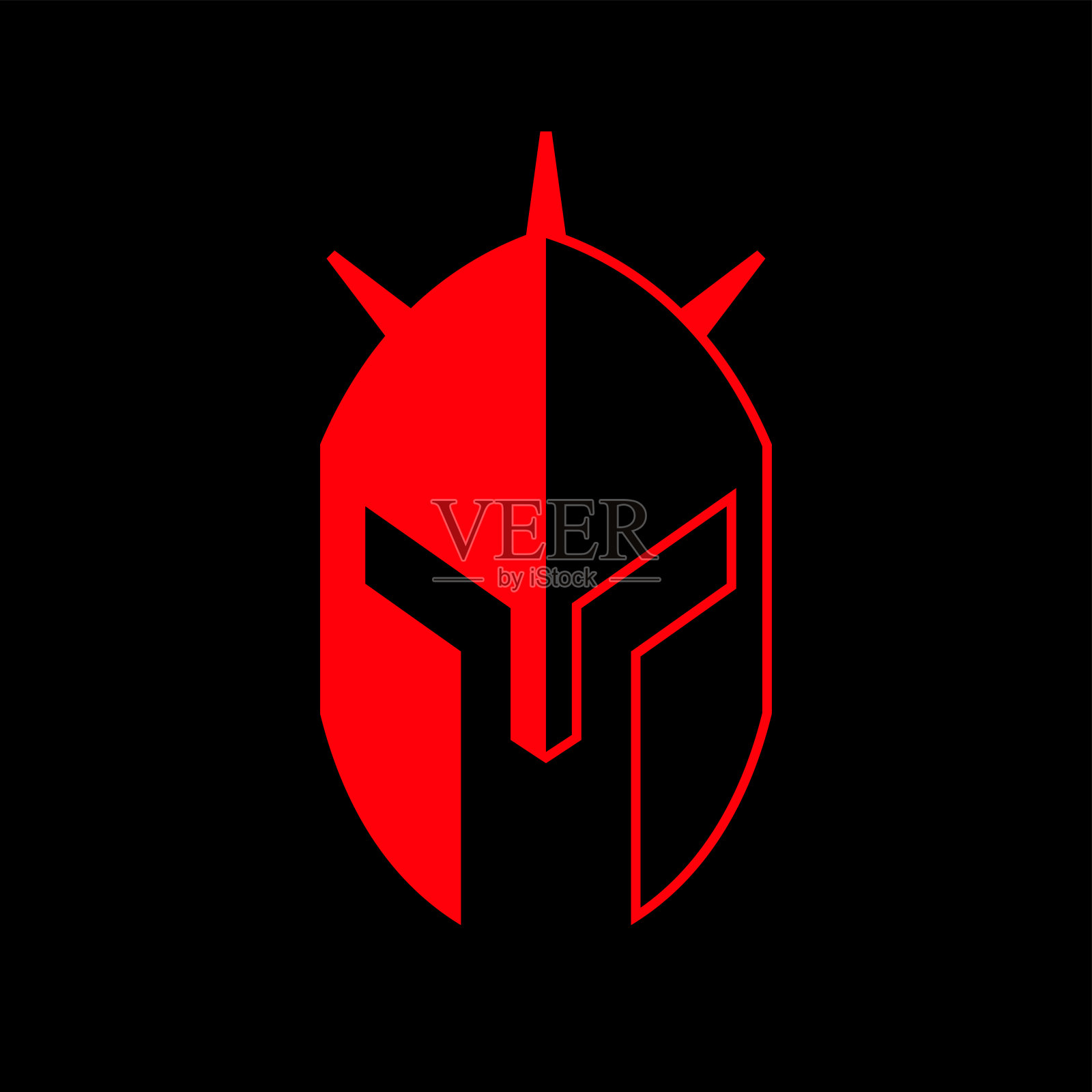 角斗士头盔图标。战士或骑士的铁甲。象征战斗或军队，军队。插画图片素材