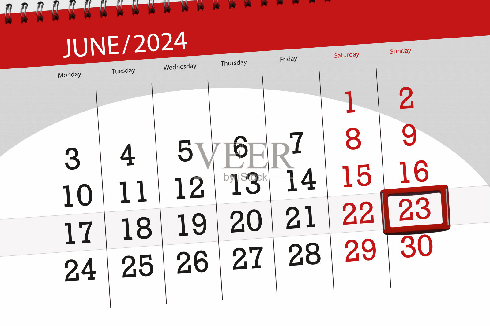 日历2024，截止日期，日，月，页，组织者，日期，6月，周日，23号插画图片素材