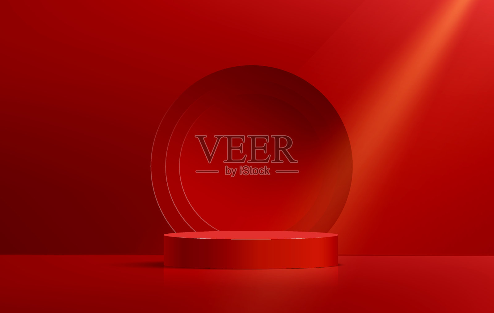 红色抽象背景，产品展示的模拟场景插画图片素材