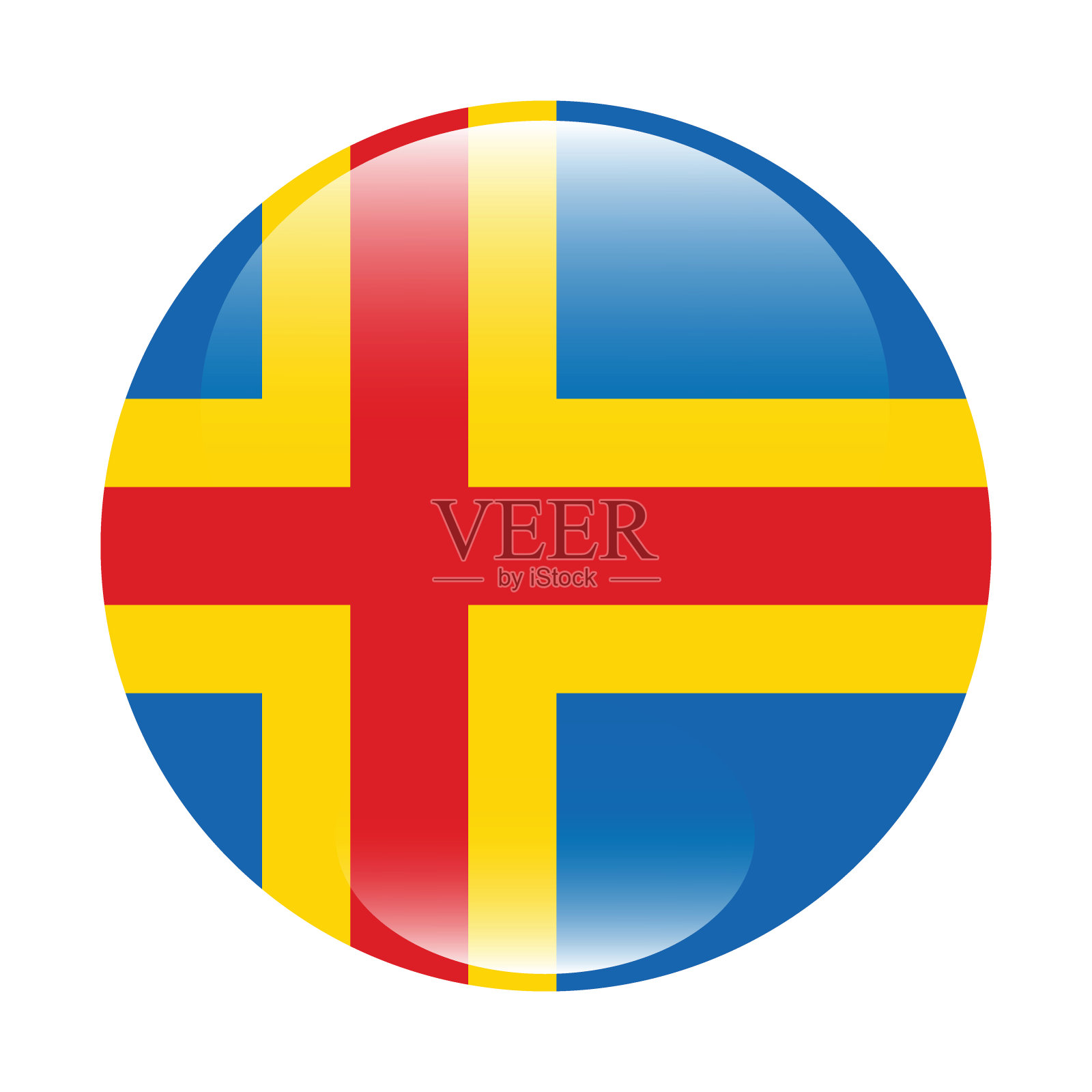 阿兰国旗。奥兰圆旗。奥兰按钮标志图标。标准颜色。圆形图标标志。电脑插图。数码插图。矢量插图。插画图片素材