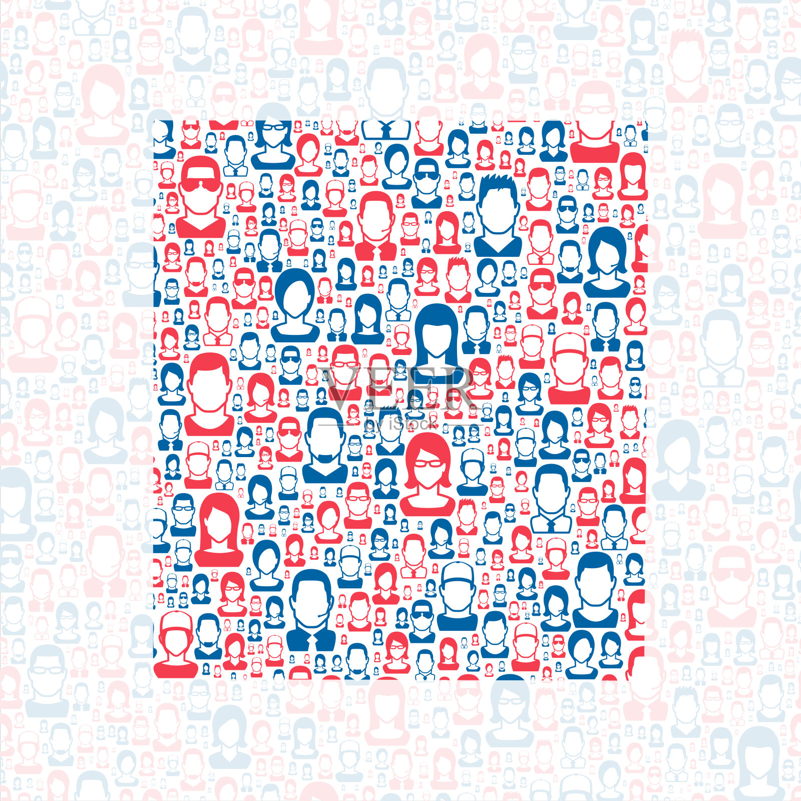 林肯县，俄克拉荷马州。地图上有蓝色和红色的人插画图片素材