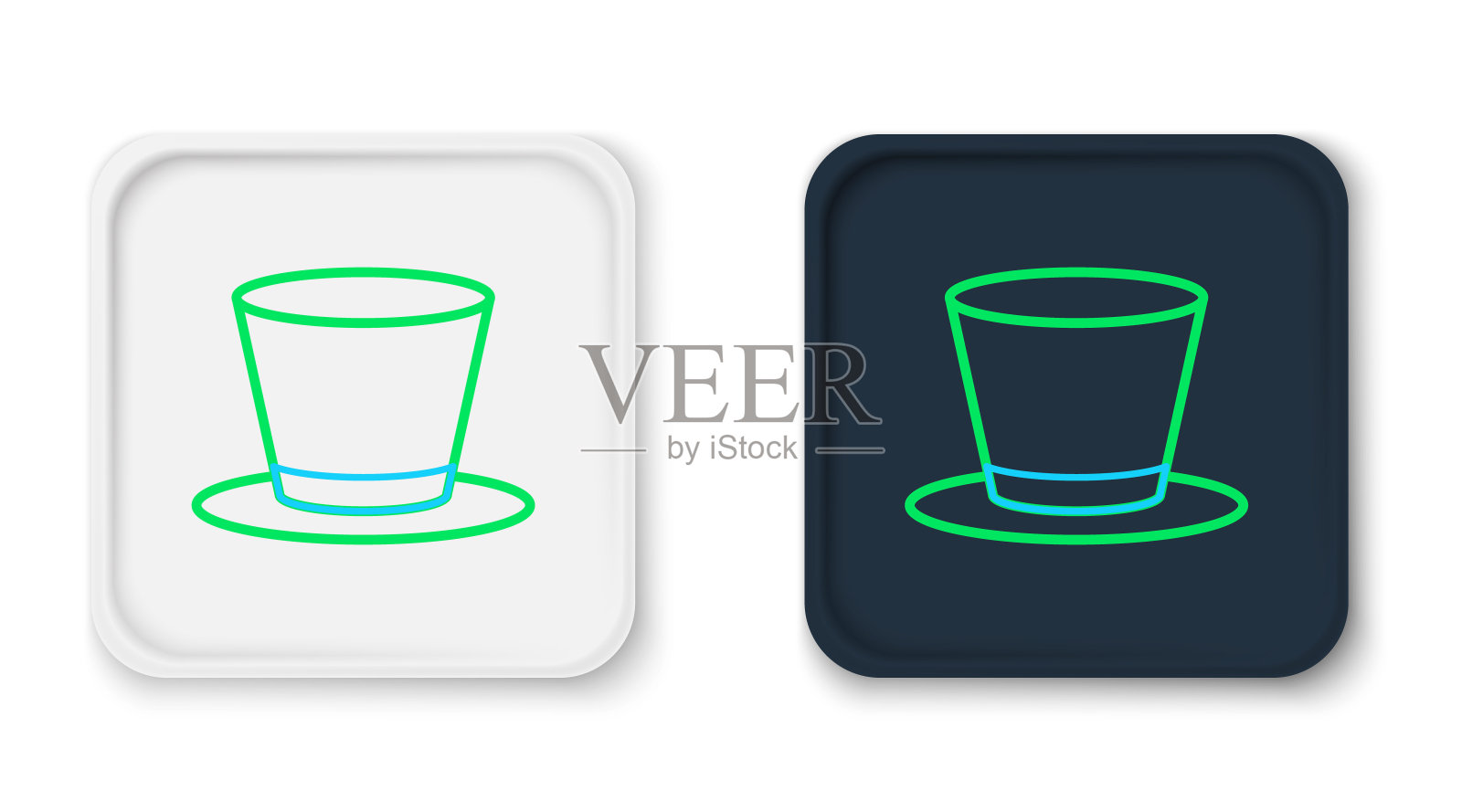 线圆柱帽图标孤立在白色背景。色彩缤纷的轮廓概念。向量插画图片素材