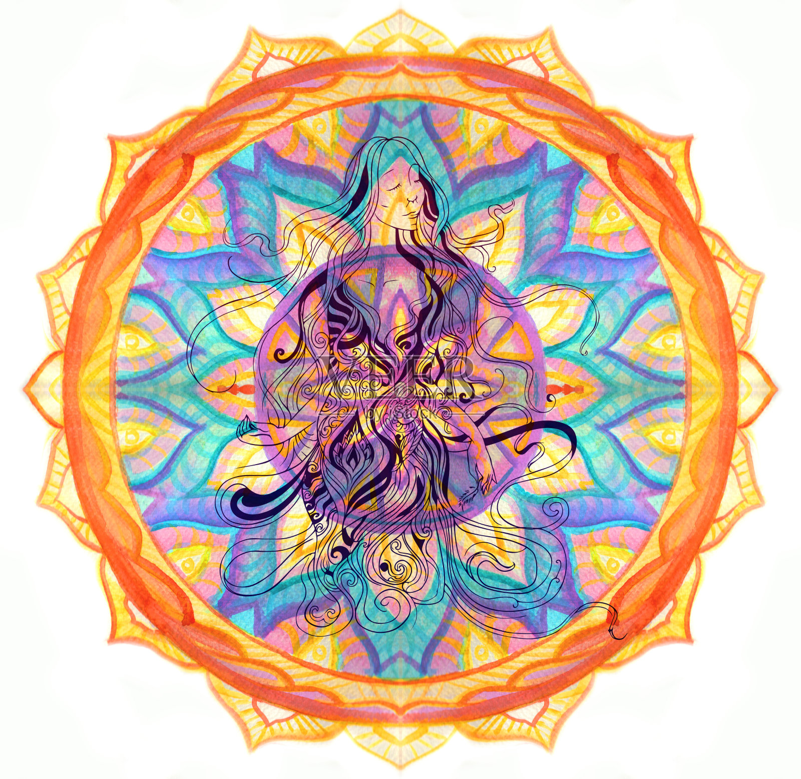 治疗师曼荼罗插画图片素材