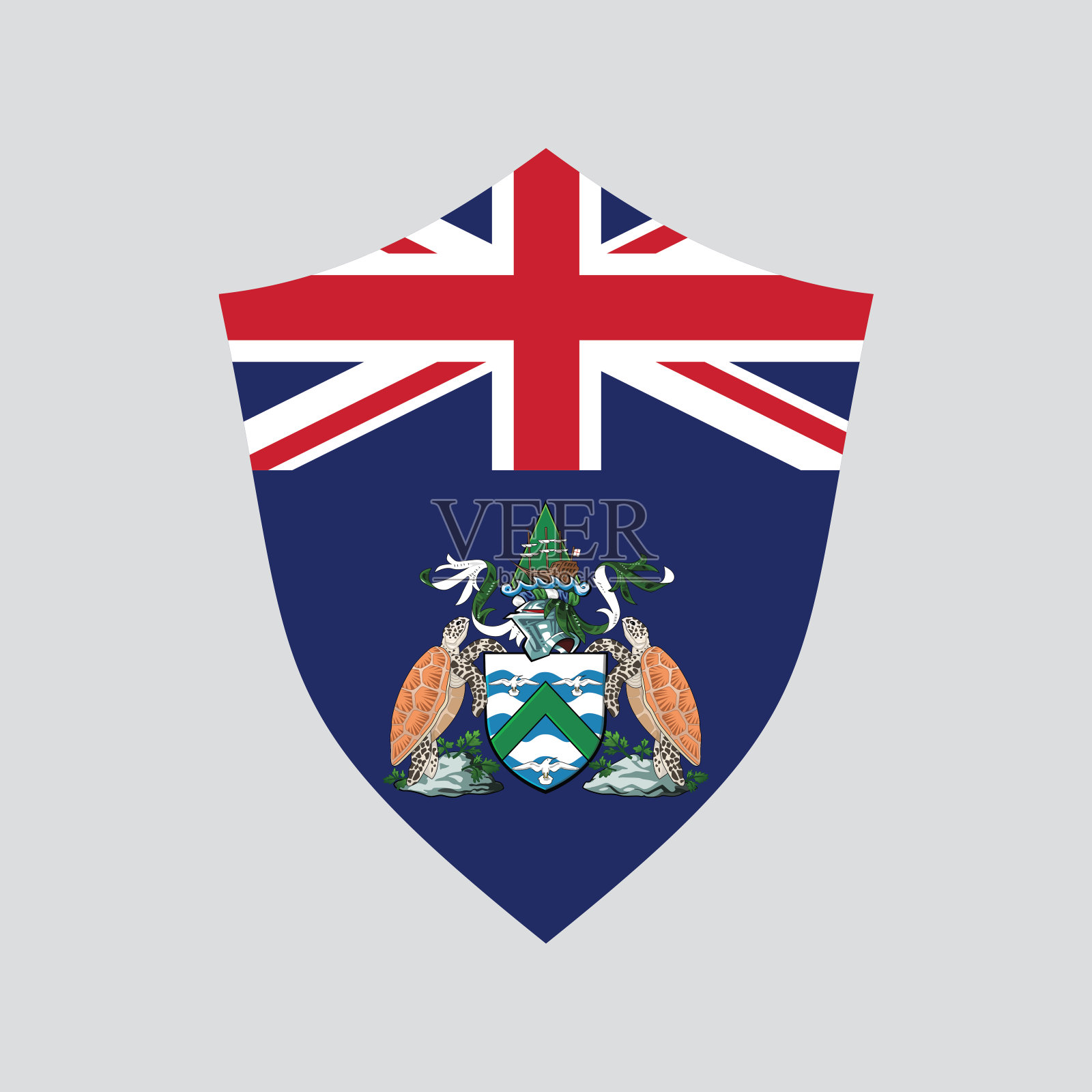 阿森松岛旗帜盾牌形状边框插画图片素材