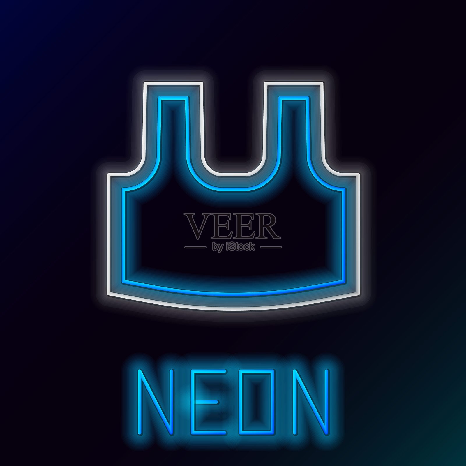 发光的霓虹灯线汗衫图标孤立的黑色背景。色彩缤纷的轮廓概念。向量插画图片素材