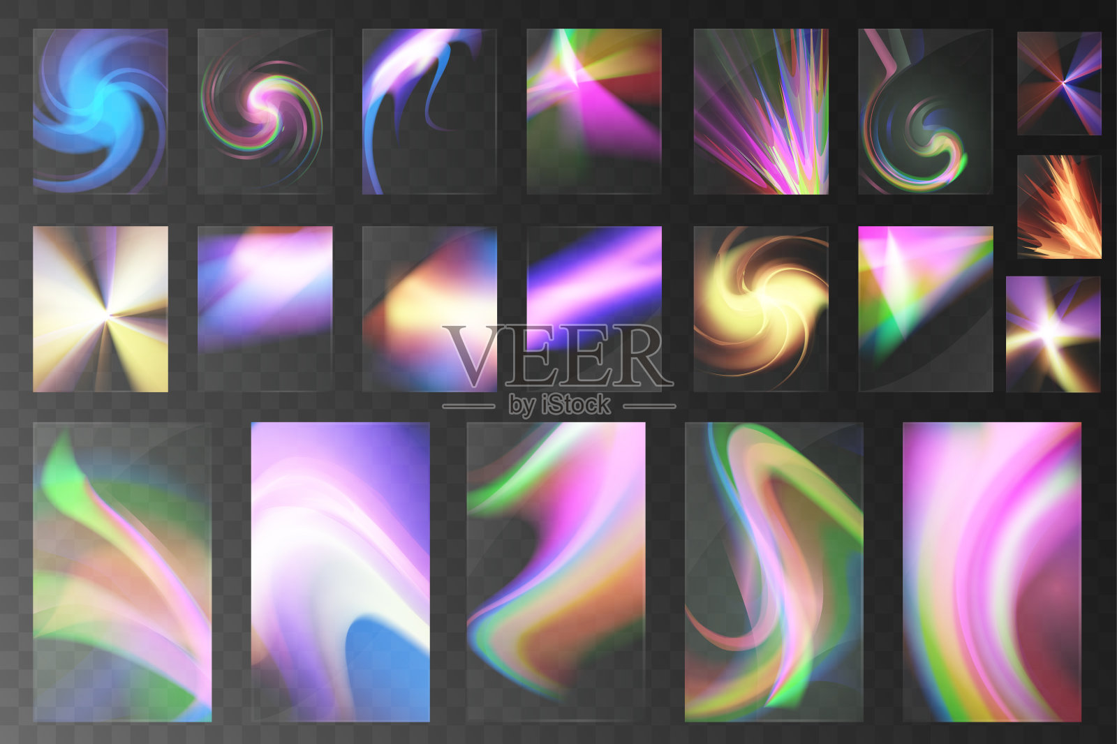 水晶集光玻璃彩虹反射效果。模板光学,光,眩光。插画图片素材