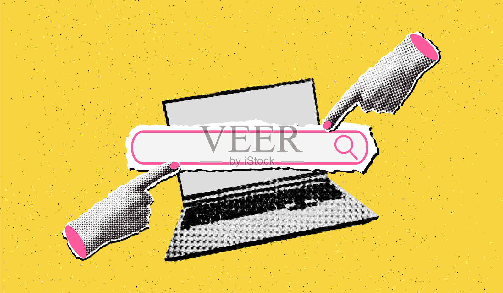 新潮的半色调拼贴笔记本横幅矢量插图插画图片素材